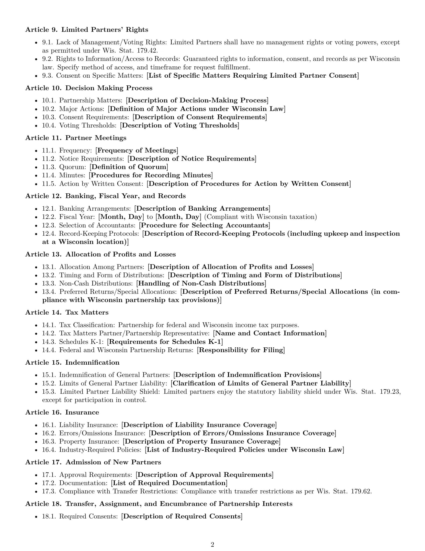 Preview page 2 of Free Wisconsin limited partnership agreement template