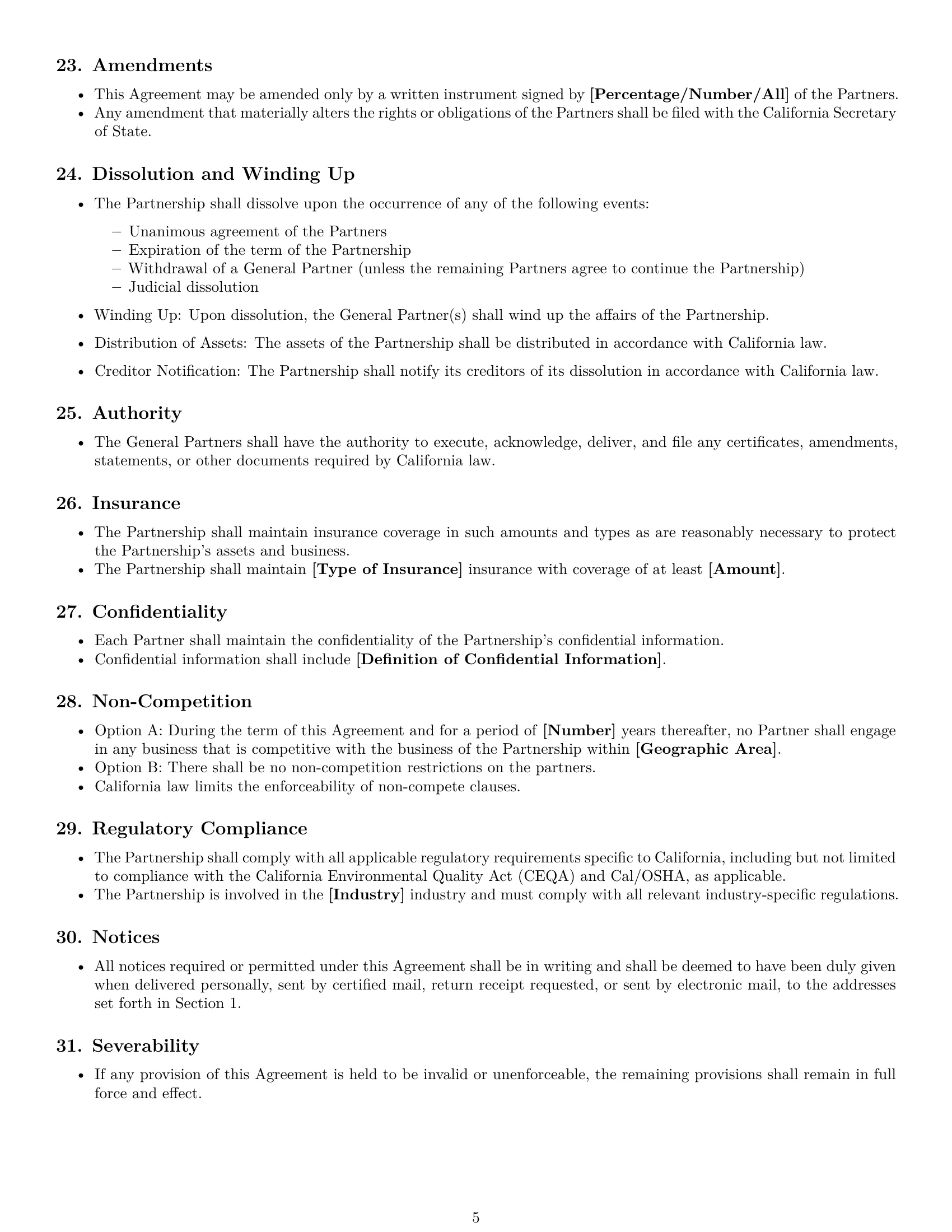 Preview page 5 of Free California limited partnership agreement template