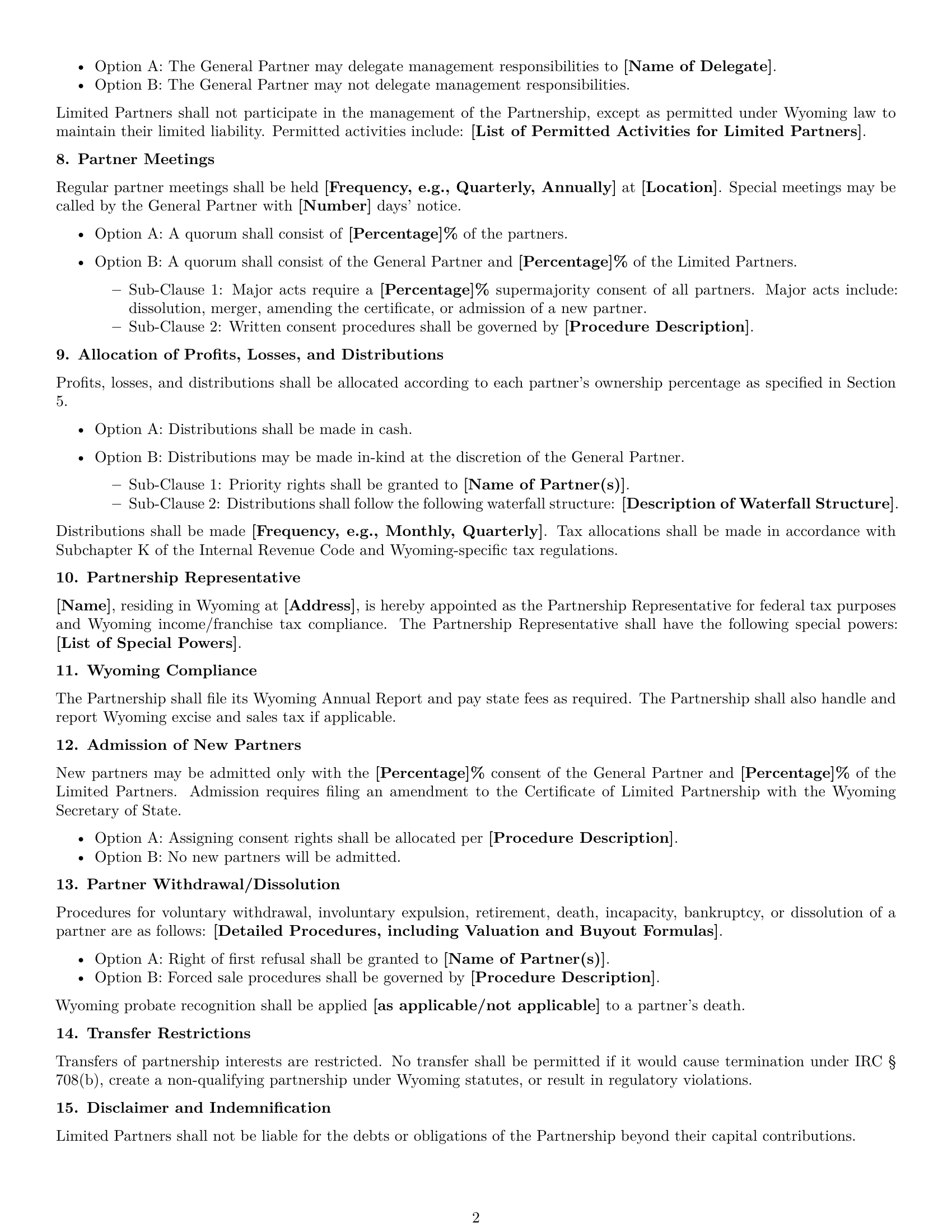 Preview page 2 of Free Wyoming limited partnership agreement template