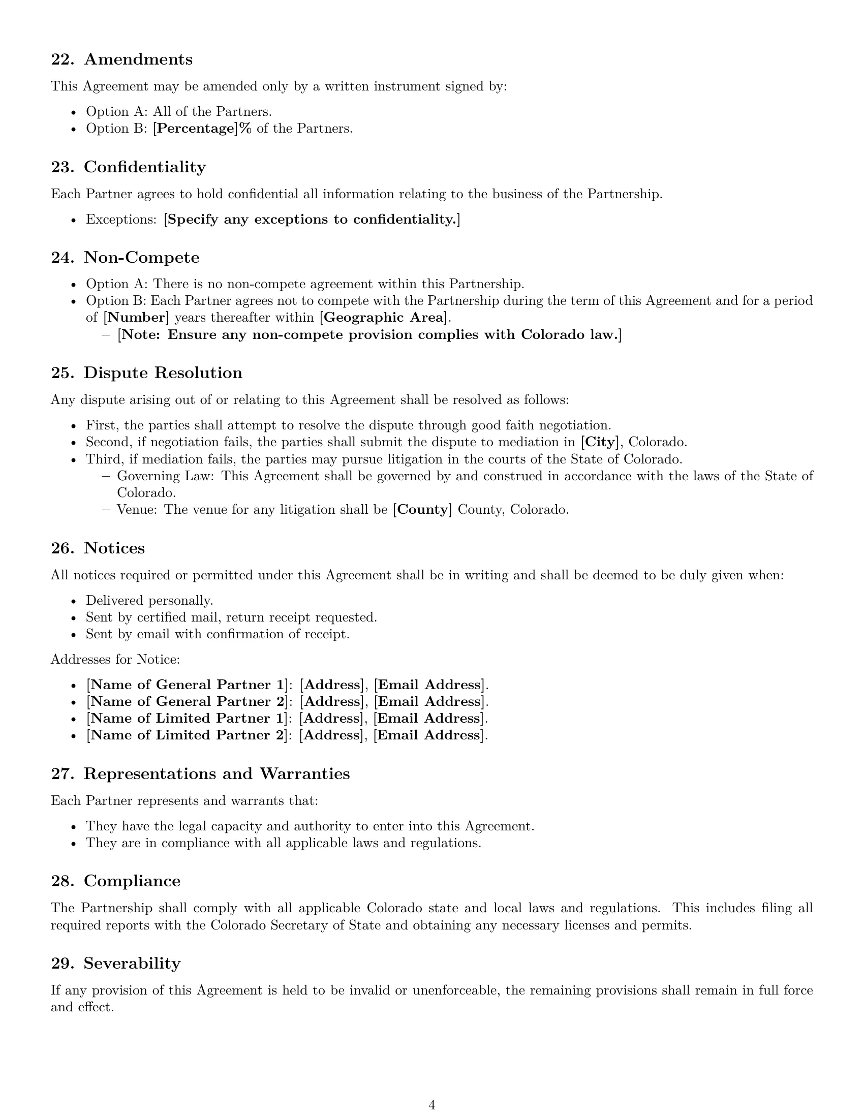 Preview page 4 of Free Colorado limited partnership agreement template