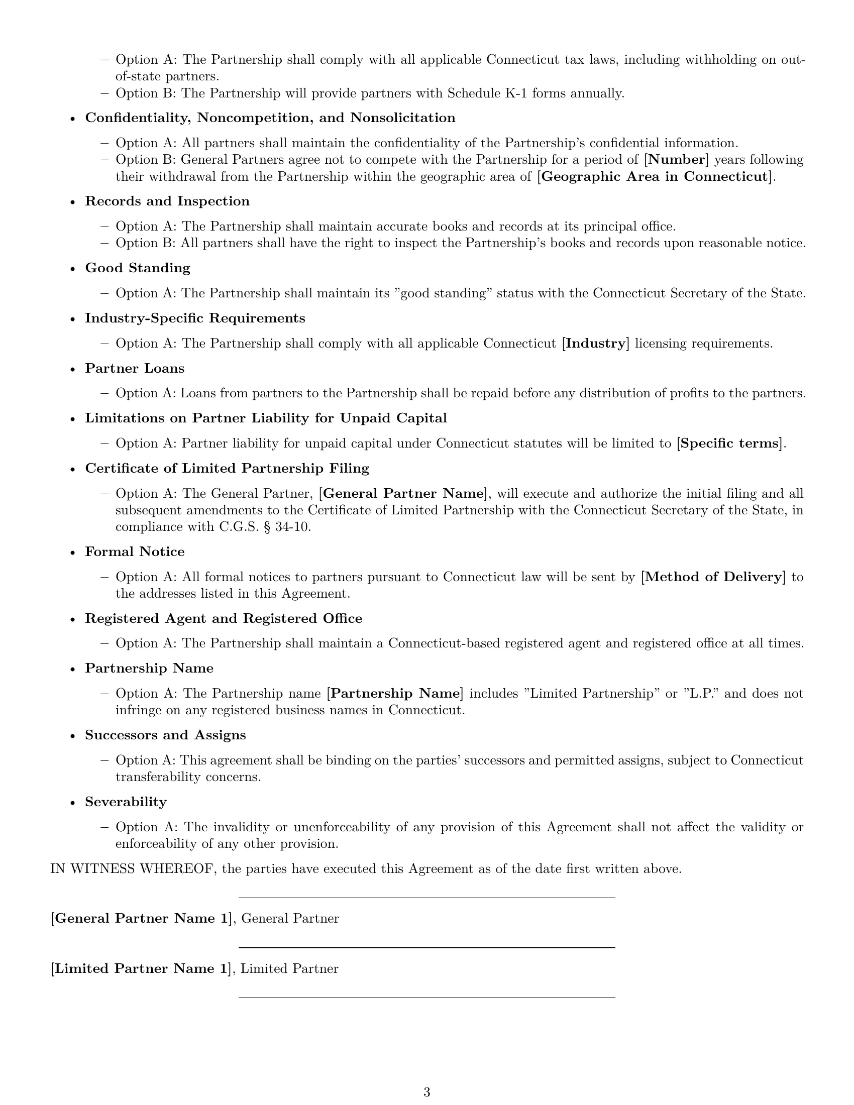 Preview page 3 of Free Connecticut limited partnership agreement template