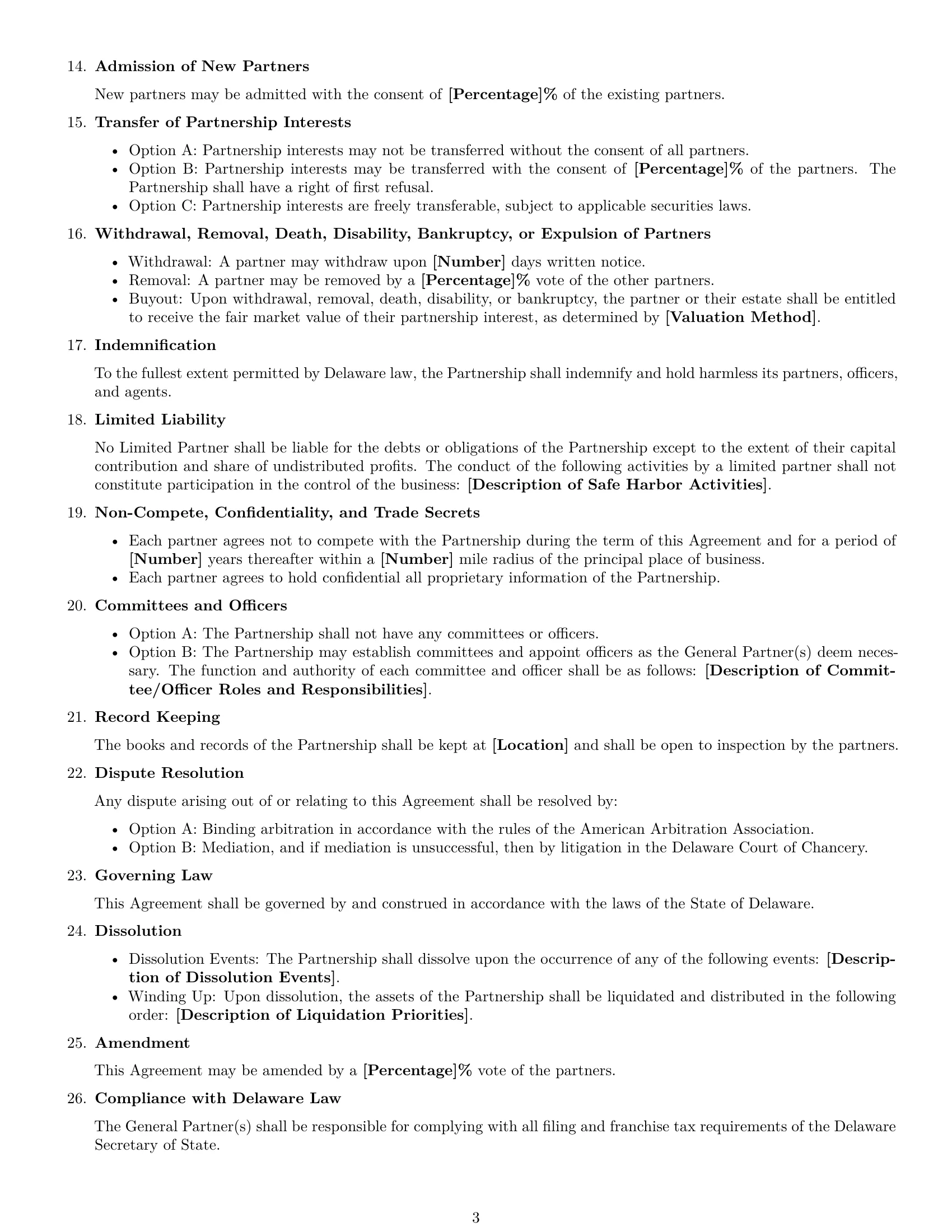 Preview page 3 of Free Delaware limited partnership agreement template