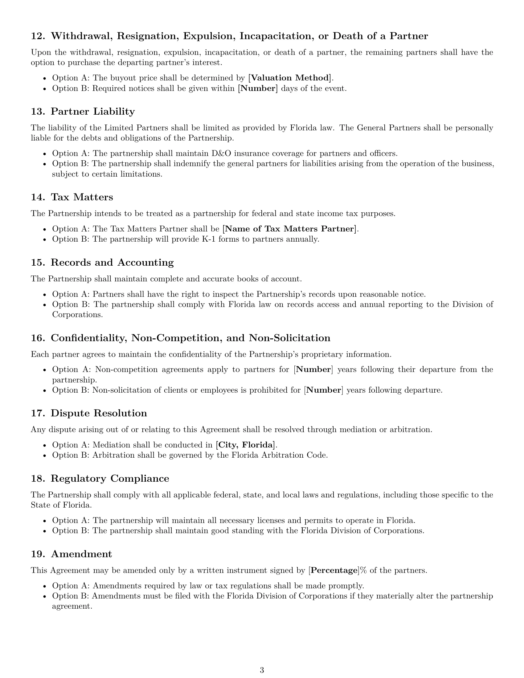 Preview page 3 of Free Florida limited partnership agreement template