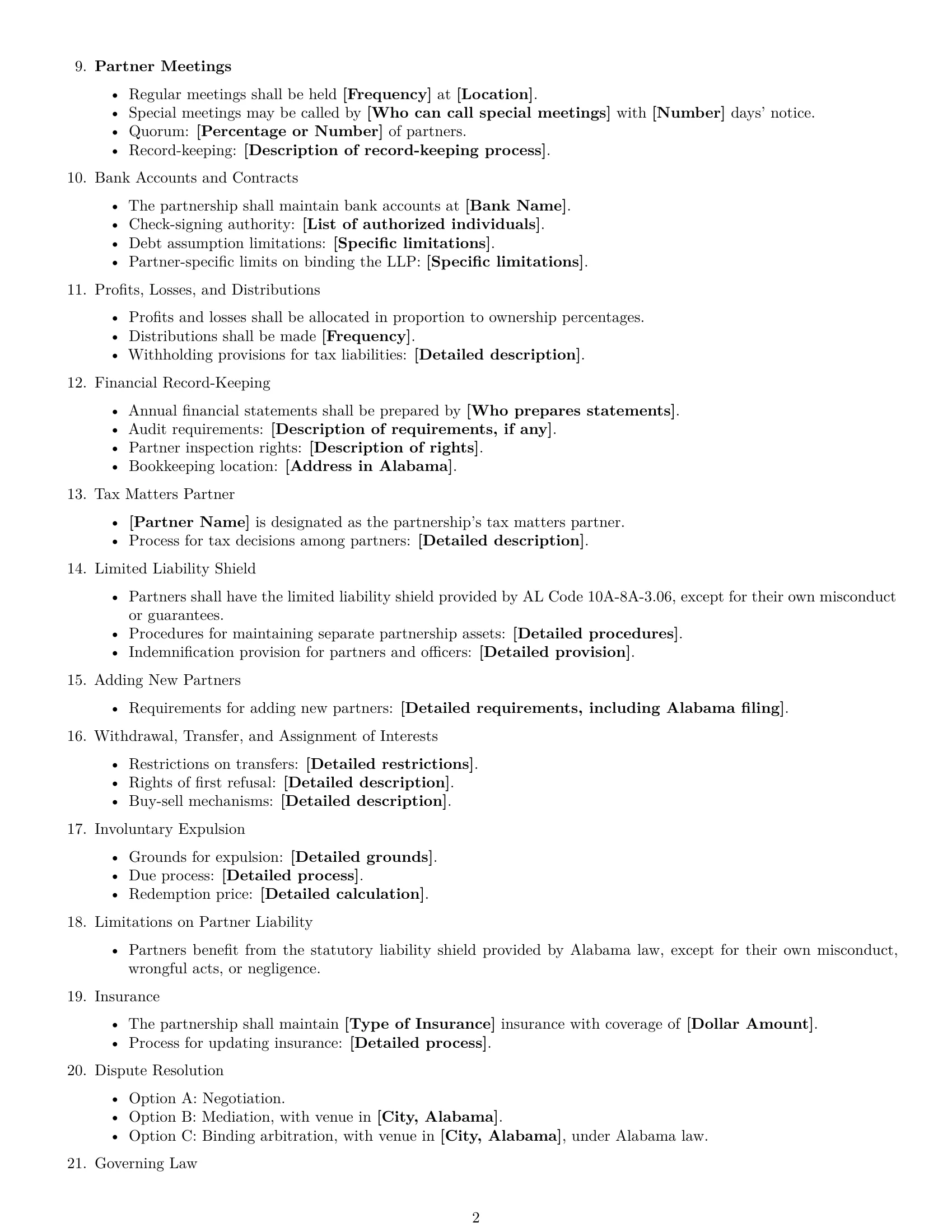 Preview page 2 of Free Alabama limited liability partnership agreement template