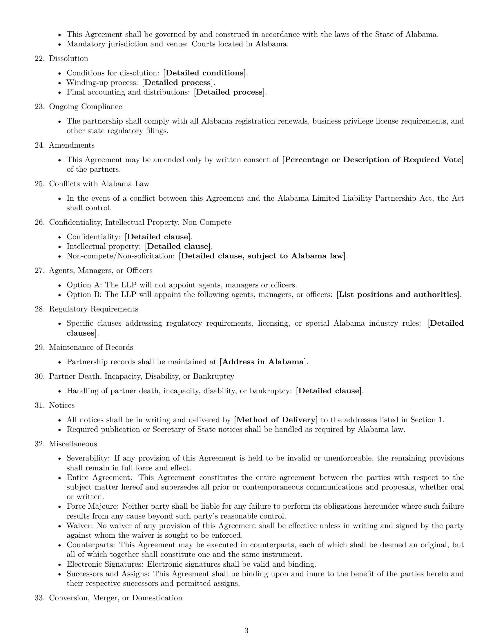 Preview page 3 of Free Alabama limited liability partnership agreement template