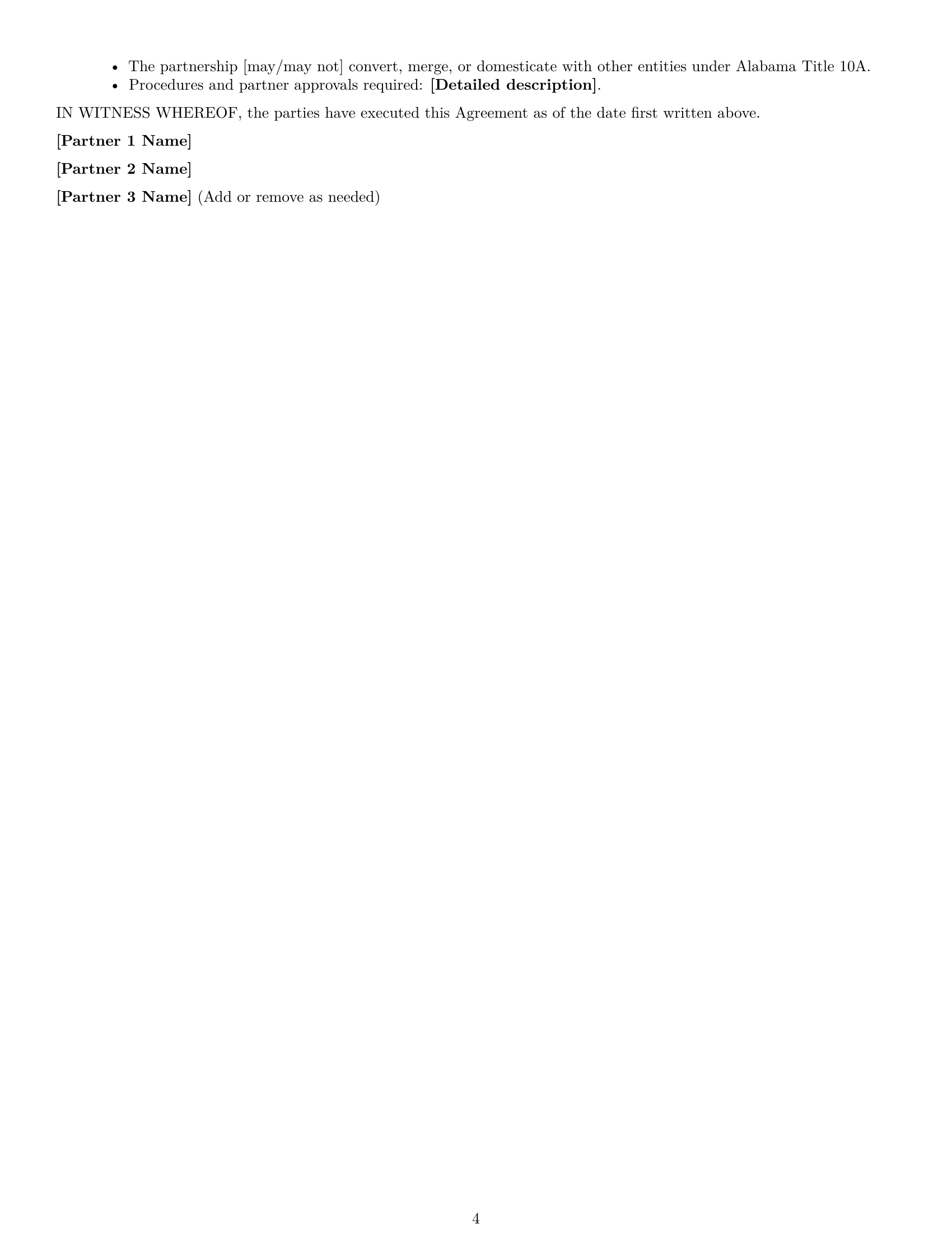 Preview page 4 of Free Alabama limited liability partnership agreement template