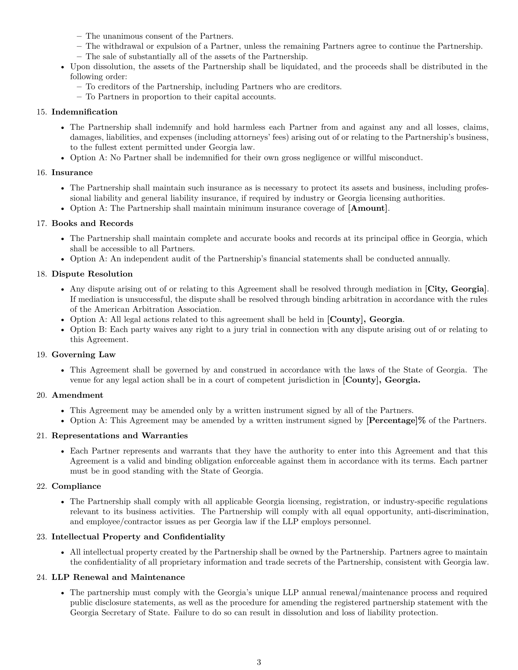 Preview page 3 of Free Georgia limited liability partnership agreement template