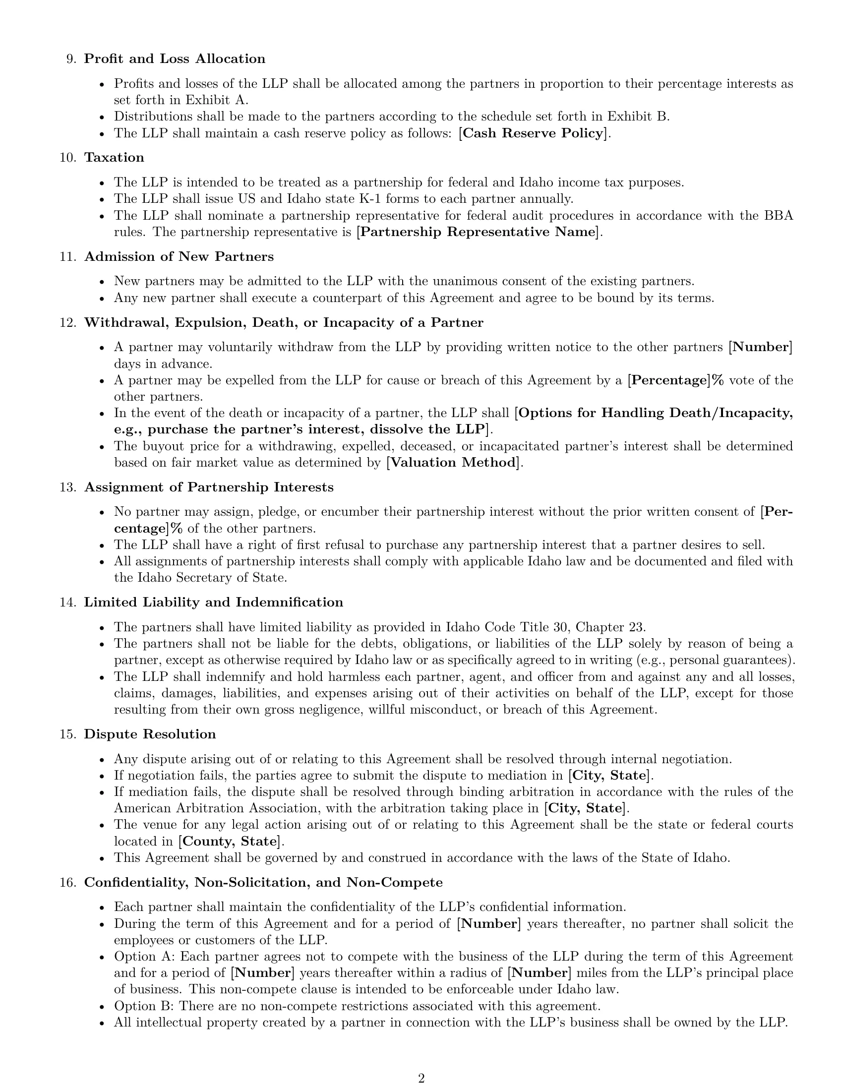 Preview page 2 of Free Idaho limited liability partnership agreement template