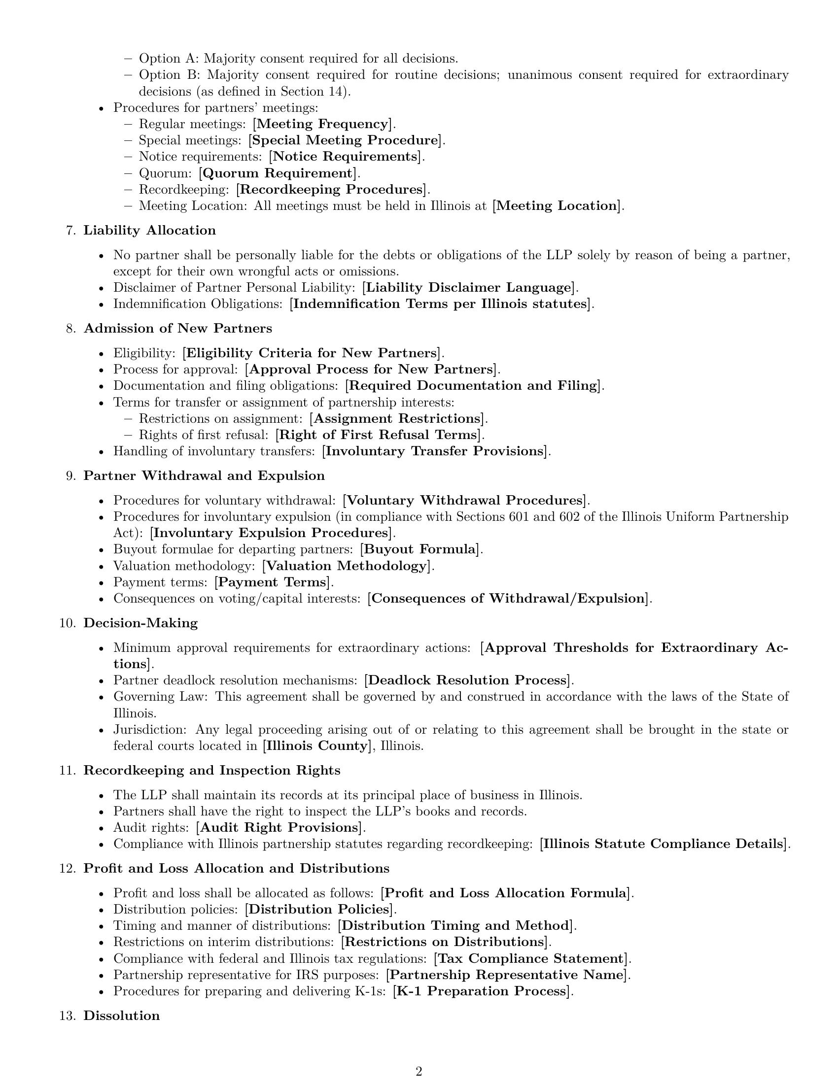 Preview page 2 of Free Illinois limited liability partnership agreement template