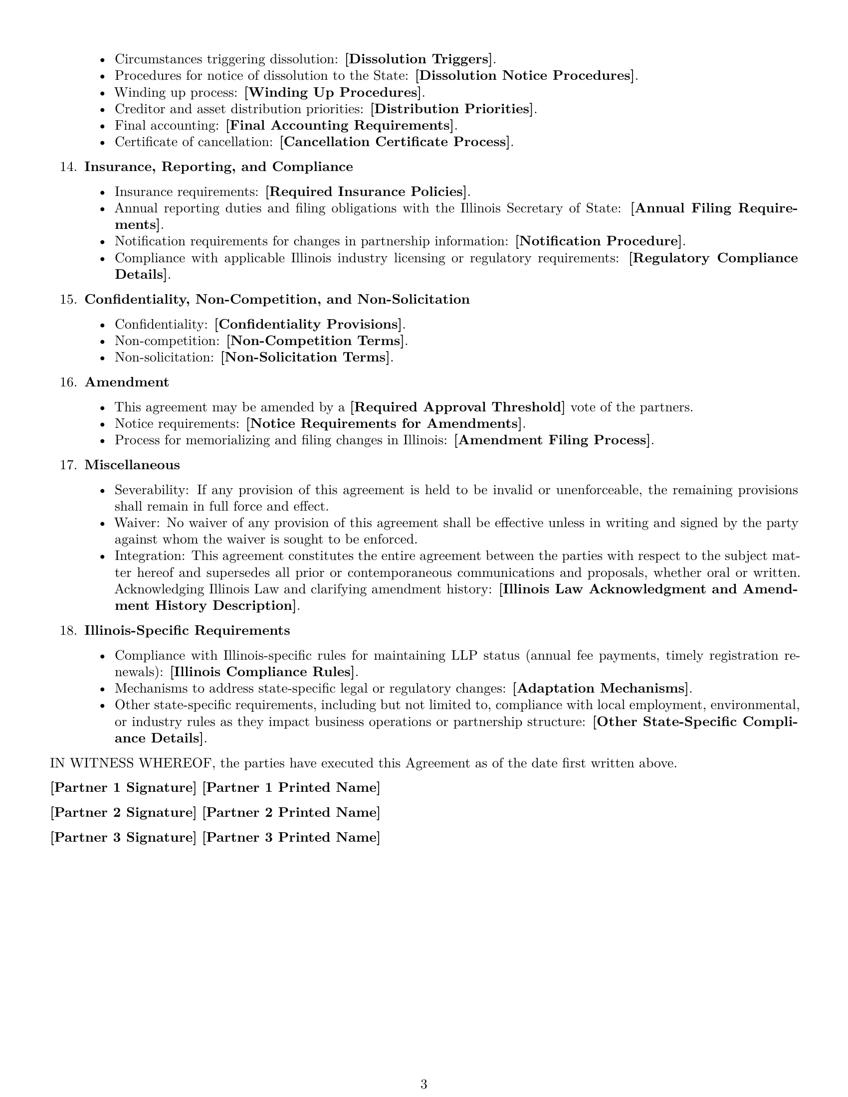Preview page 3 of Free Illinois limited liability partnership agreement template