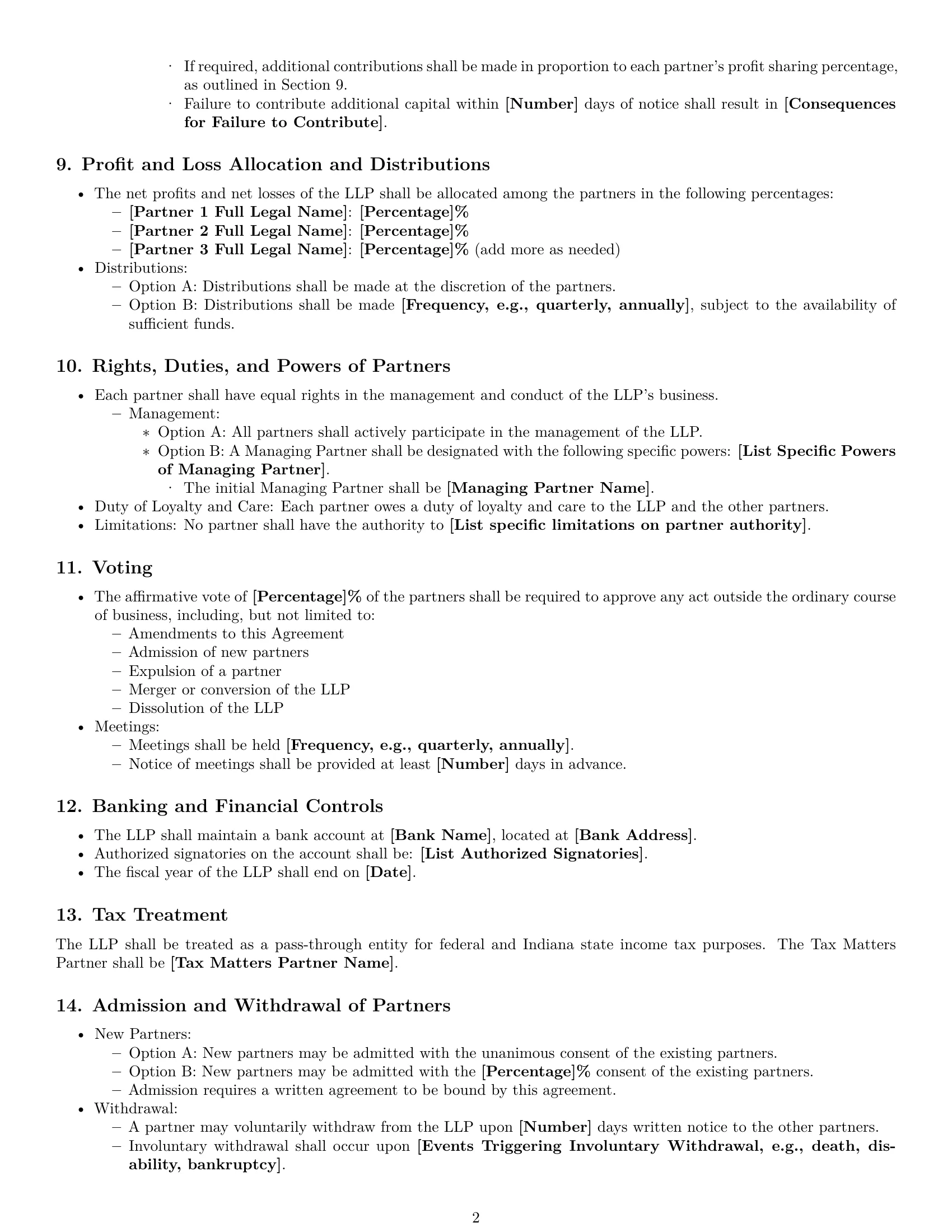 Preview page 2 of Free Indiana limited liability partnership agreement template
