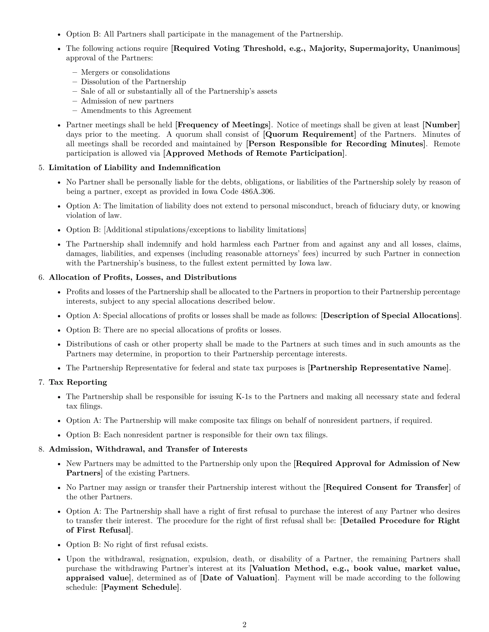 Preview page 2 of Free Iowa limited liability partnership agreement template