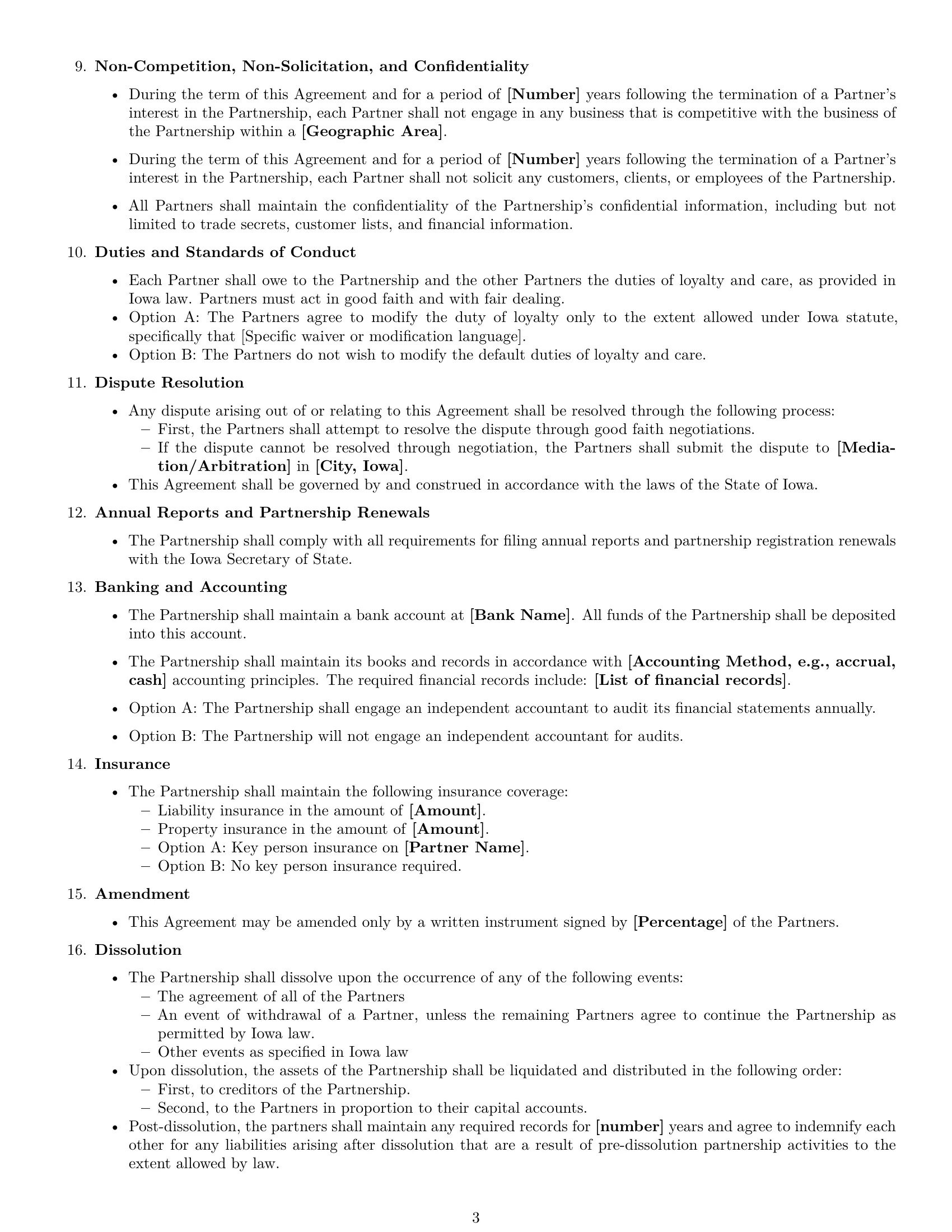 Preview page 3 of Free Iowa limited liability partnership agreement template