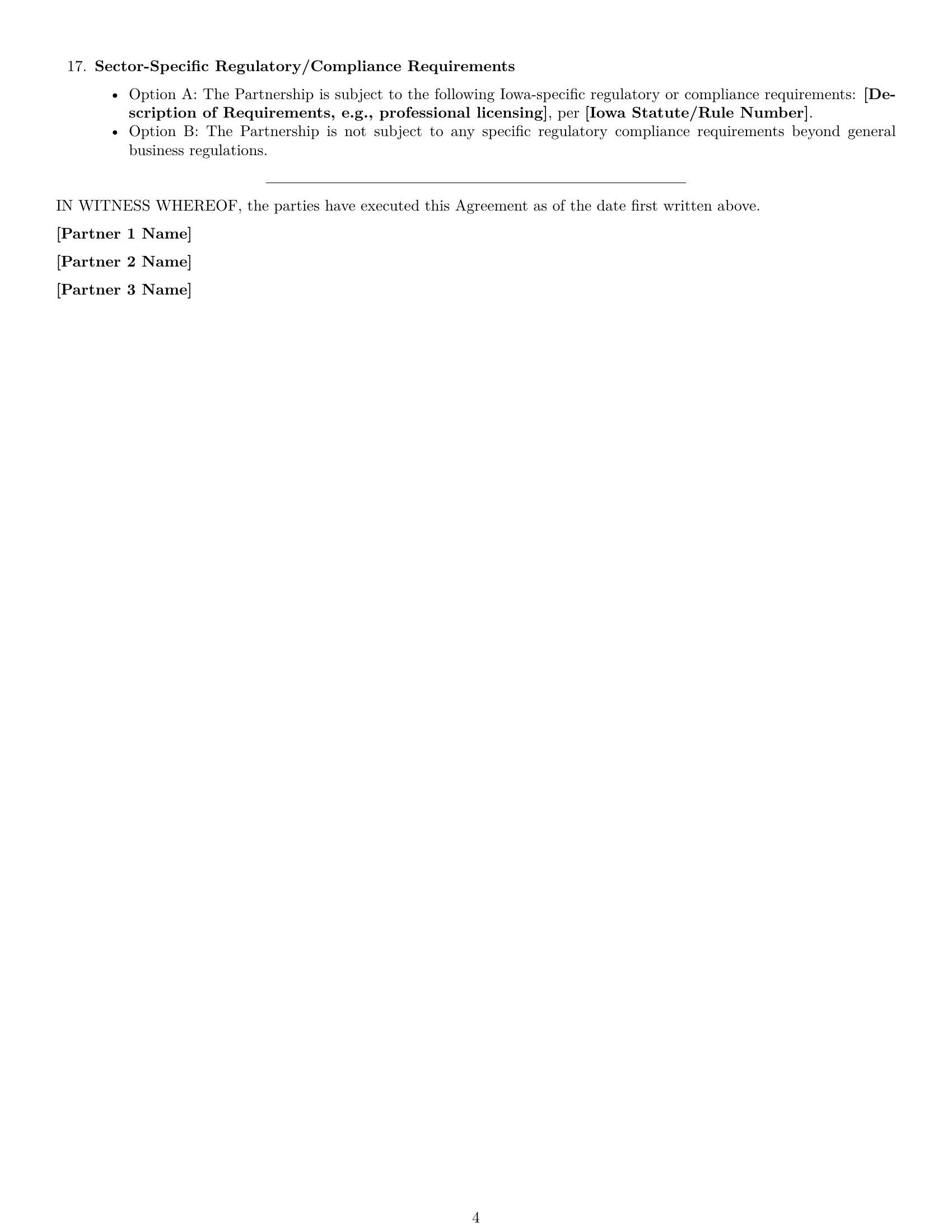 Preview page 4 of Free Iowa limited liability partnership agreement template