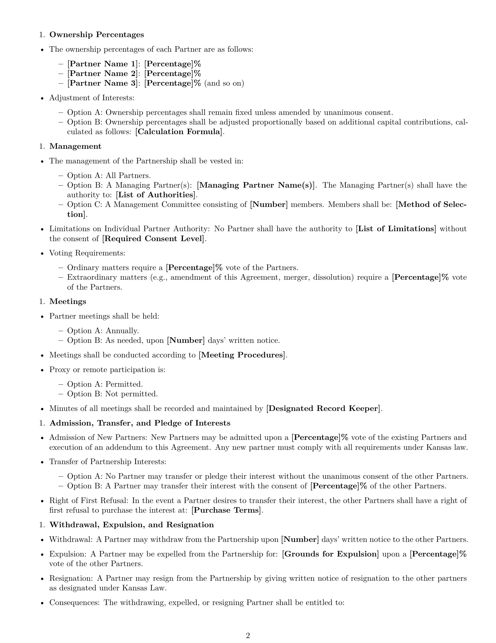 Preview page 2 of Free Kansas limited liability partnership agreement template