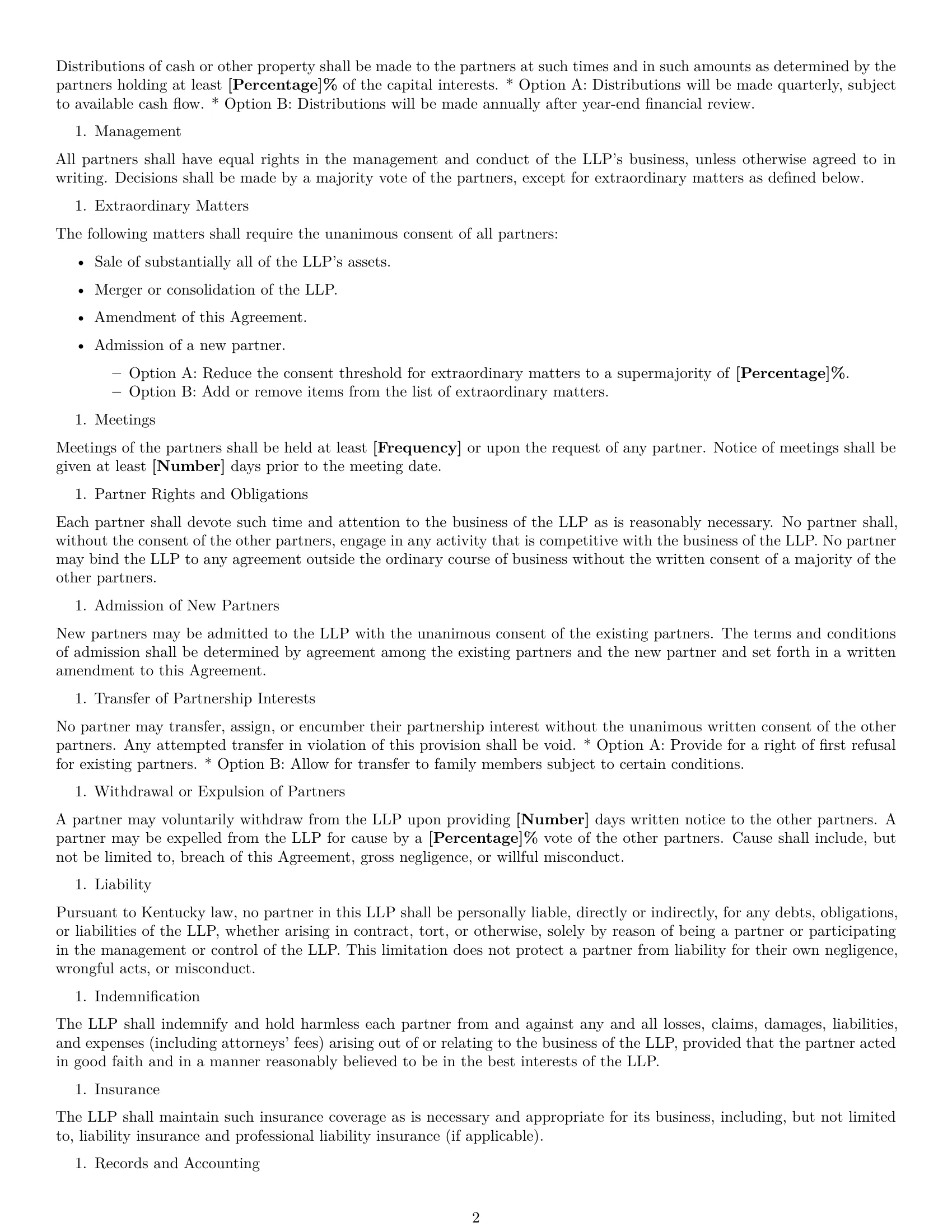 Preview page 2 of Free Kentucky limited liability partnership agreement template