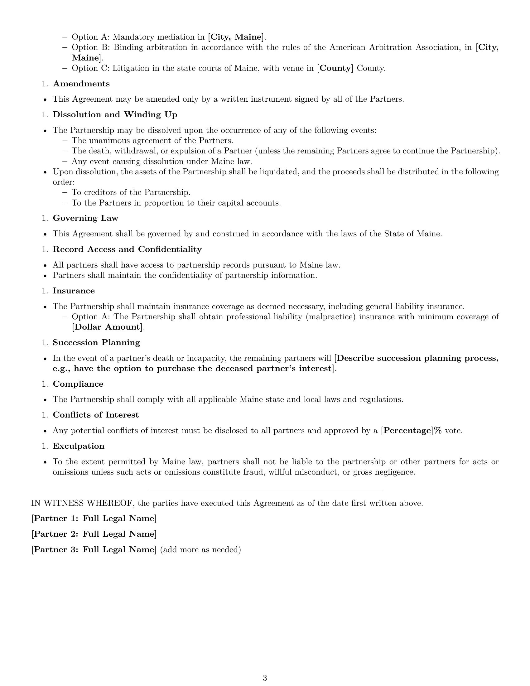 Preview page 3 of Free Maine limited liability partnership agreement template