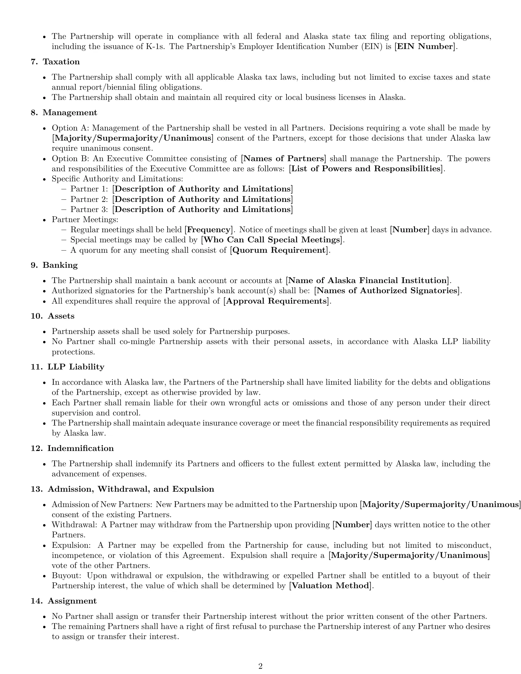 Preview page 2 of Free Alaska limited liability partnership agreement template