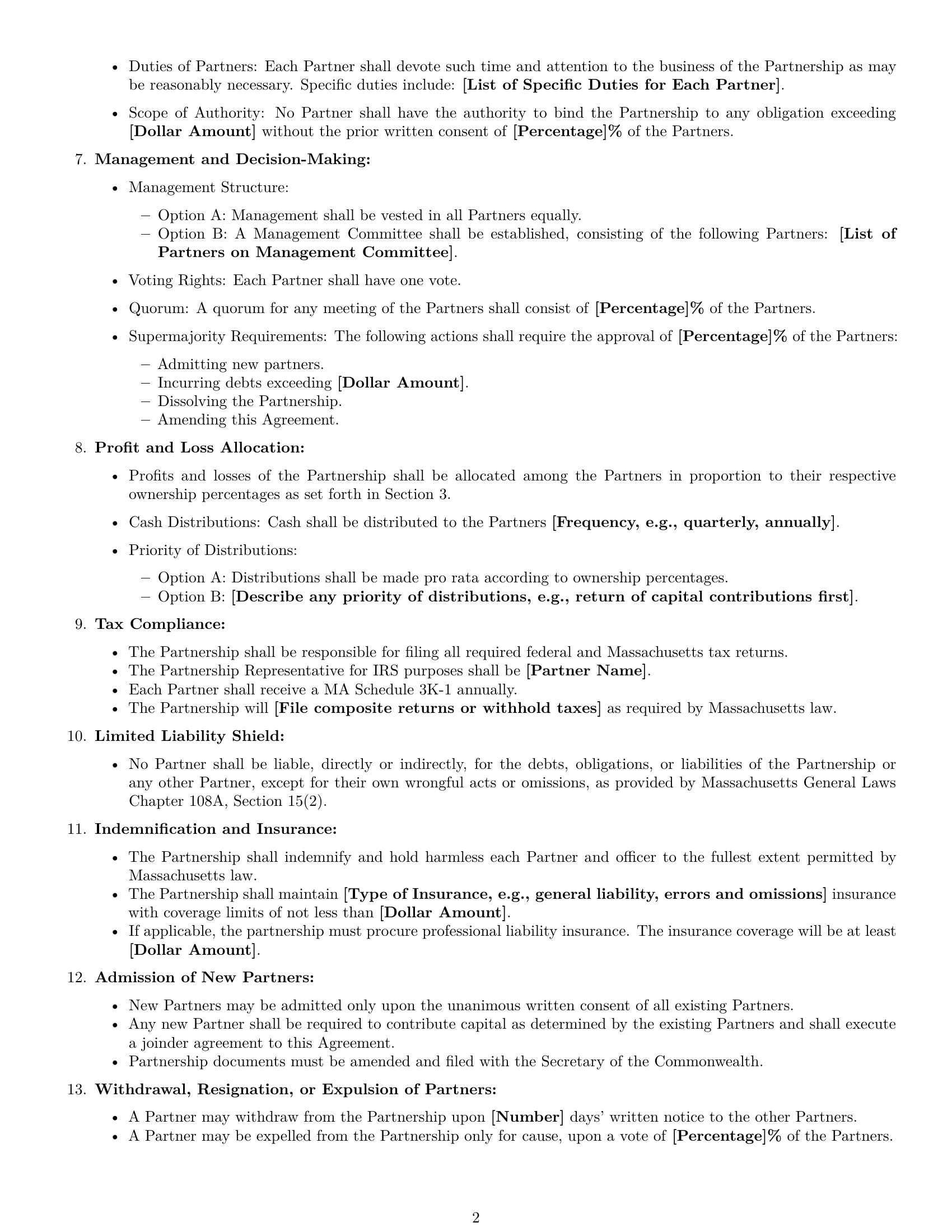 Preview page 2 of Free Massachusetts limited liability partnership agreement template