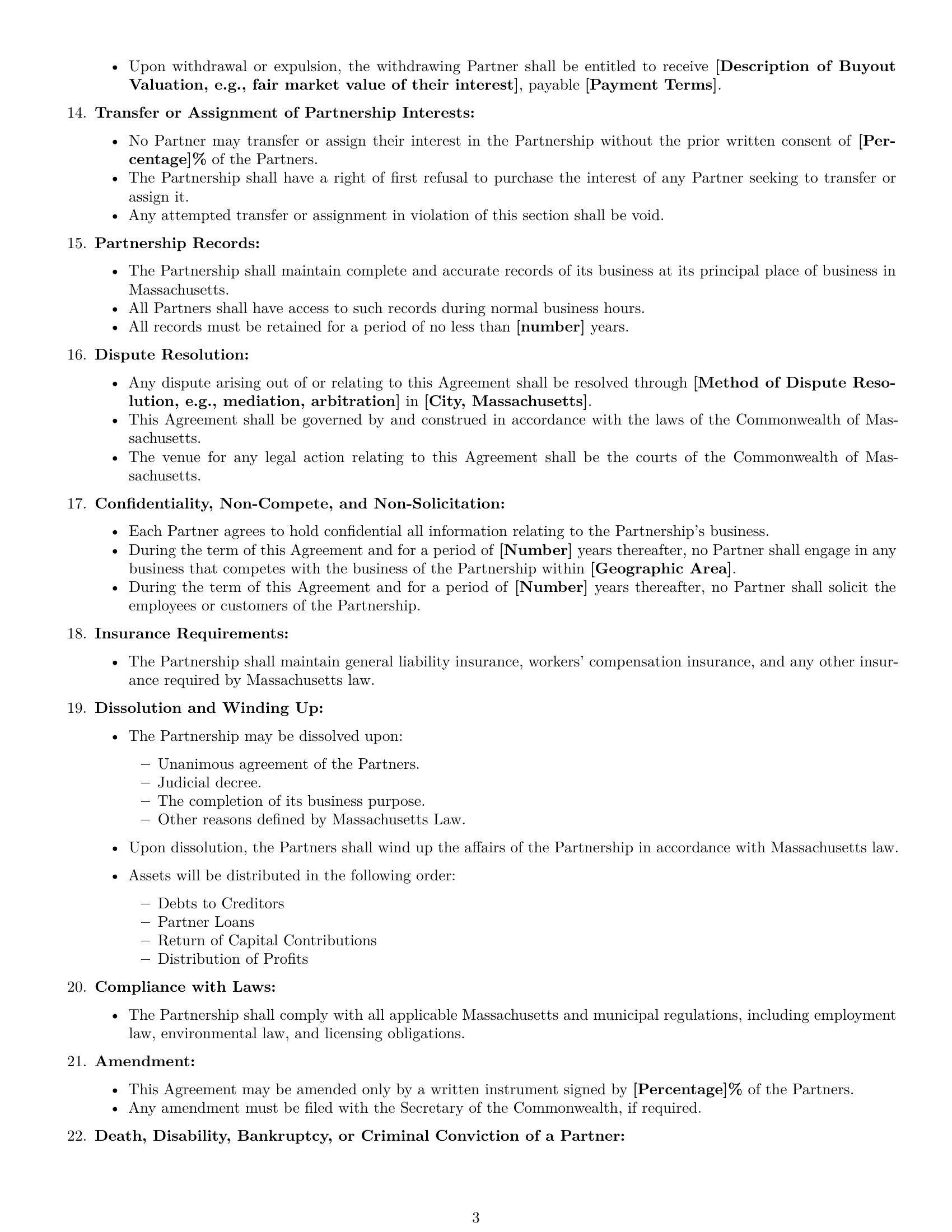 Preview page 3 of Free Massachusetts limited liability partnership agreement template