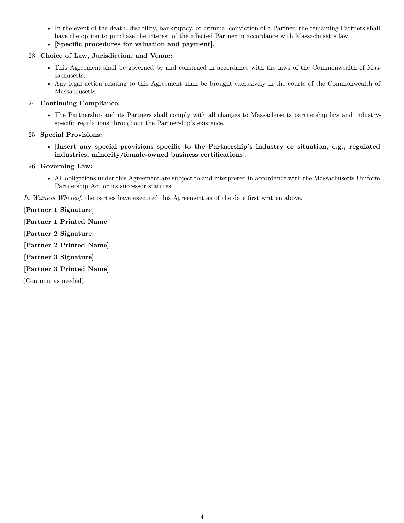 Preview page 4 of Free Massachusetts limited liability partnership agreement template