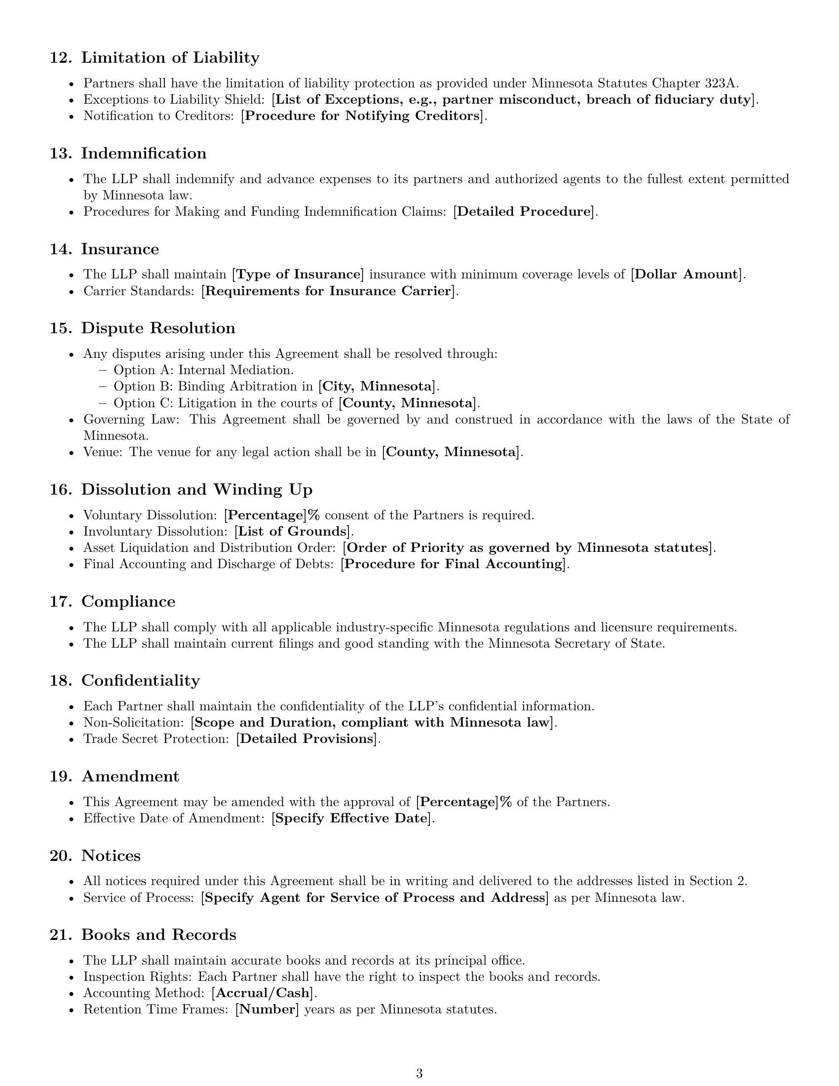 Preview page 3 of Free Minnesota limited liability partnership agreement template