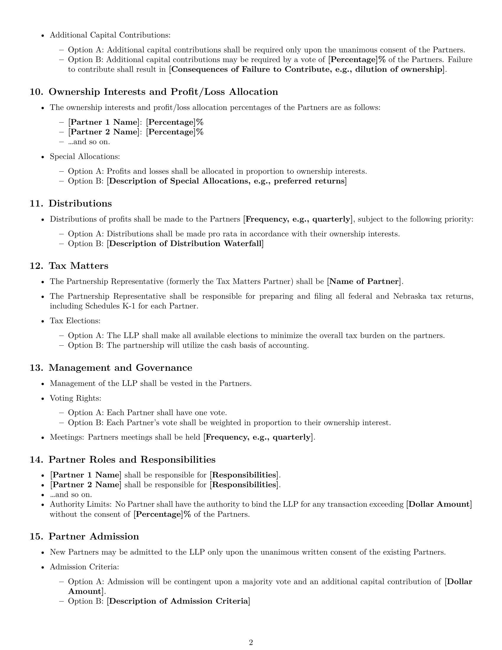 Preview page 2 of Free Nebraska limited liability partnership agreement template