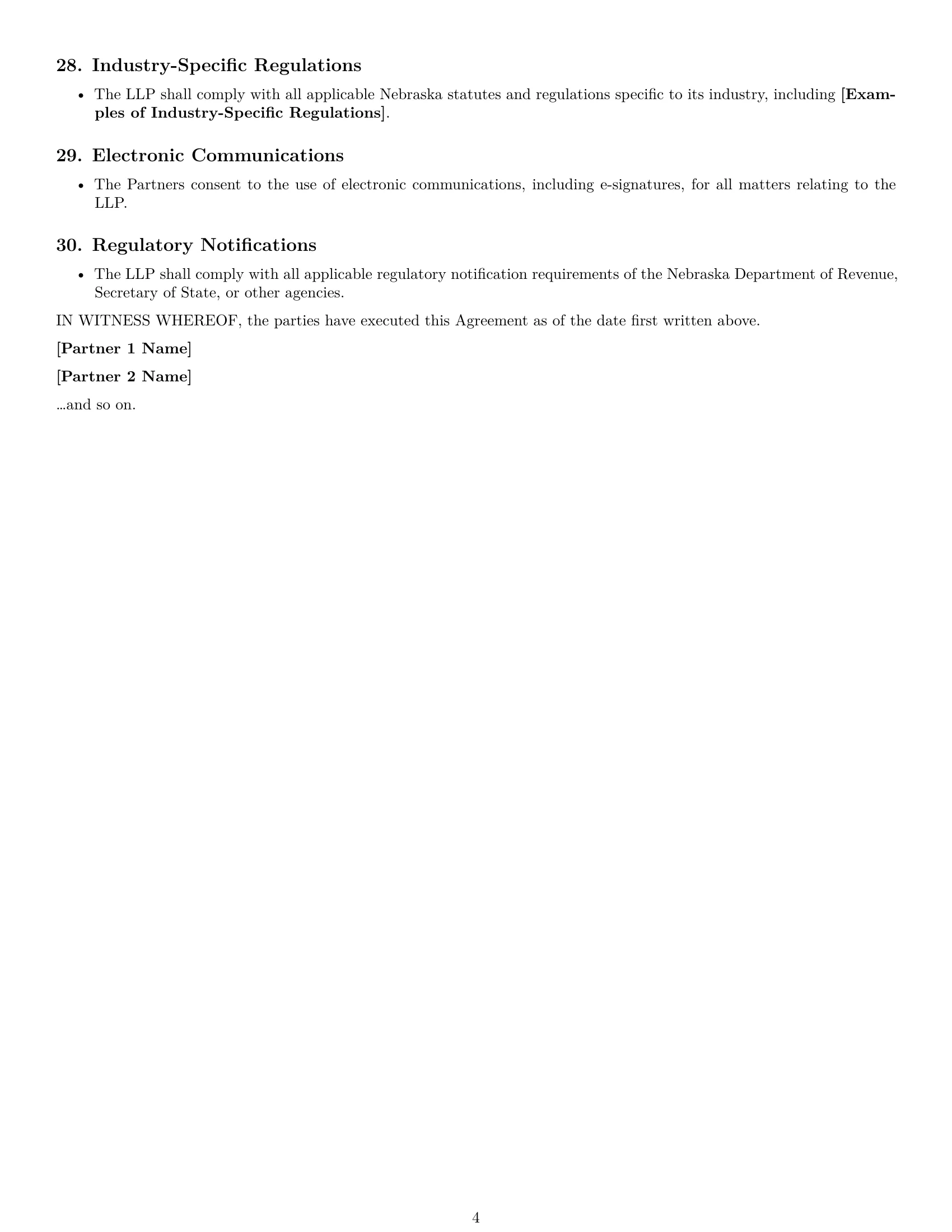 Preview page 4 of Free Nebraska limited liability partnership agreement template