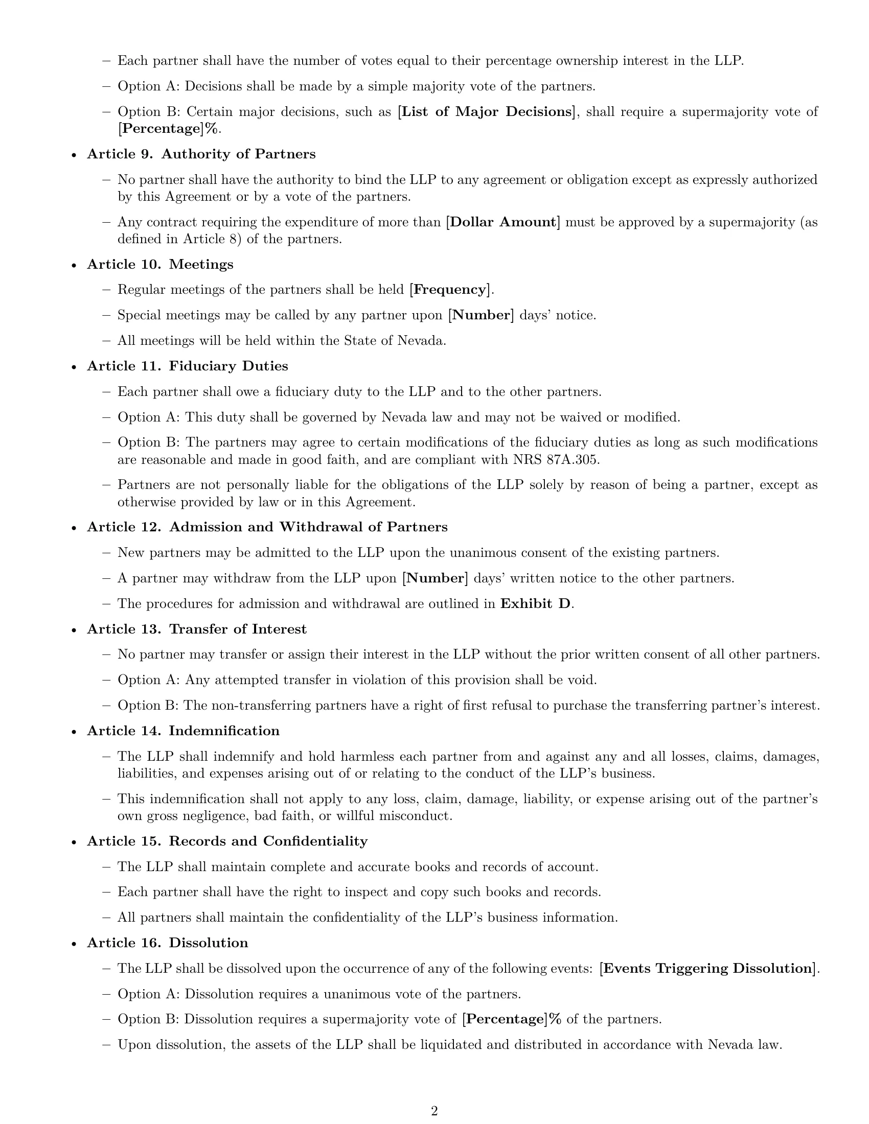 Preview page 2 of Free Nevada limited liability partnership agreement template