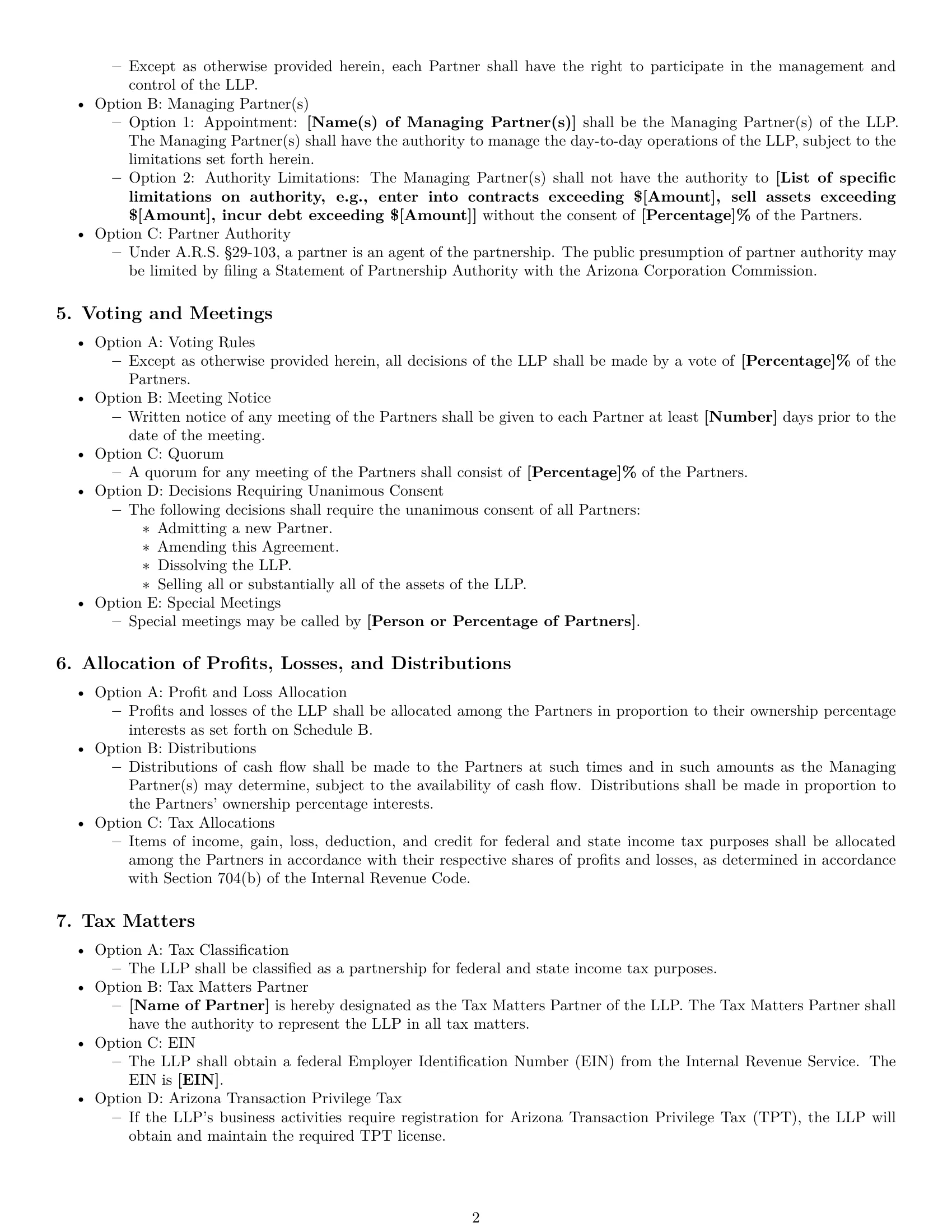 Preview page 2 of Free Arizona limited liability partnership agreement template