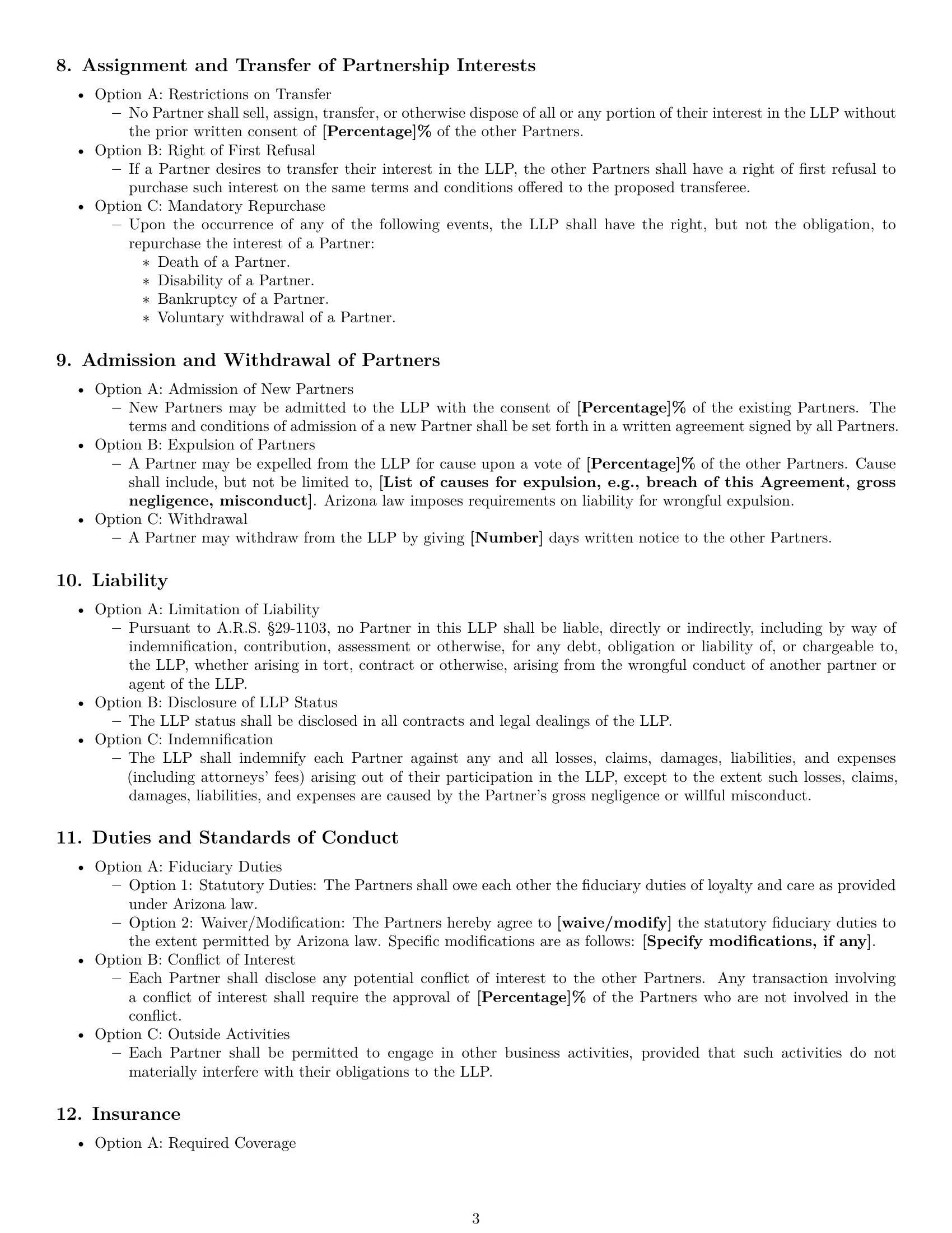 Preview page 3 of Free Arizona limited liability partnership agreement template