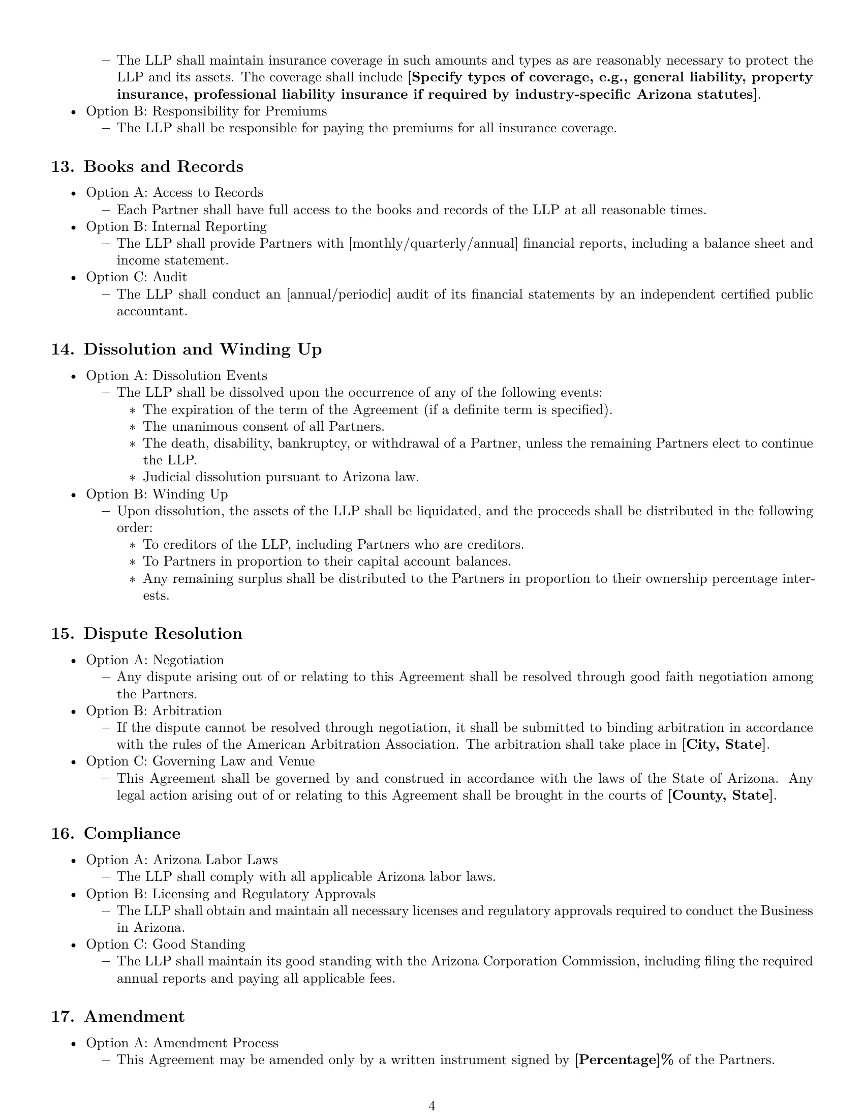Preview page 4 of Free Arizona limited liability partnership agreement template