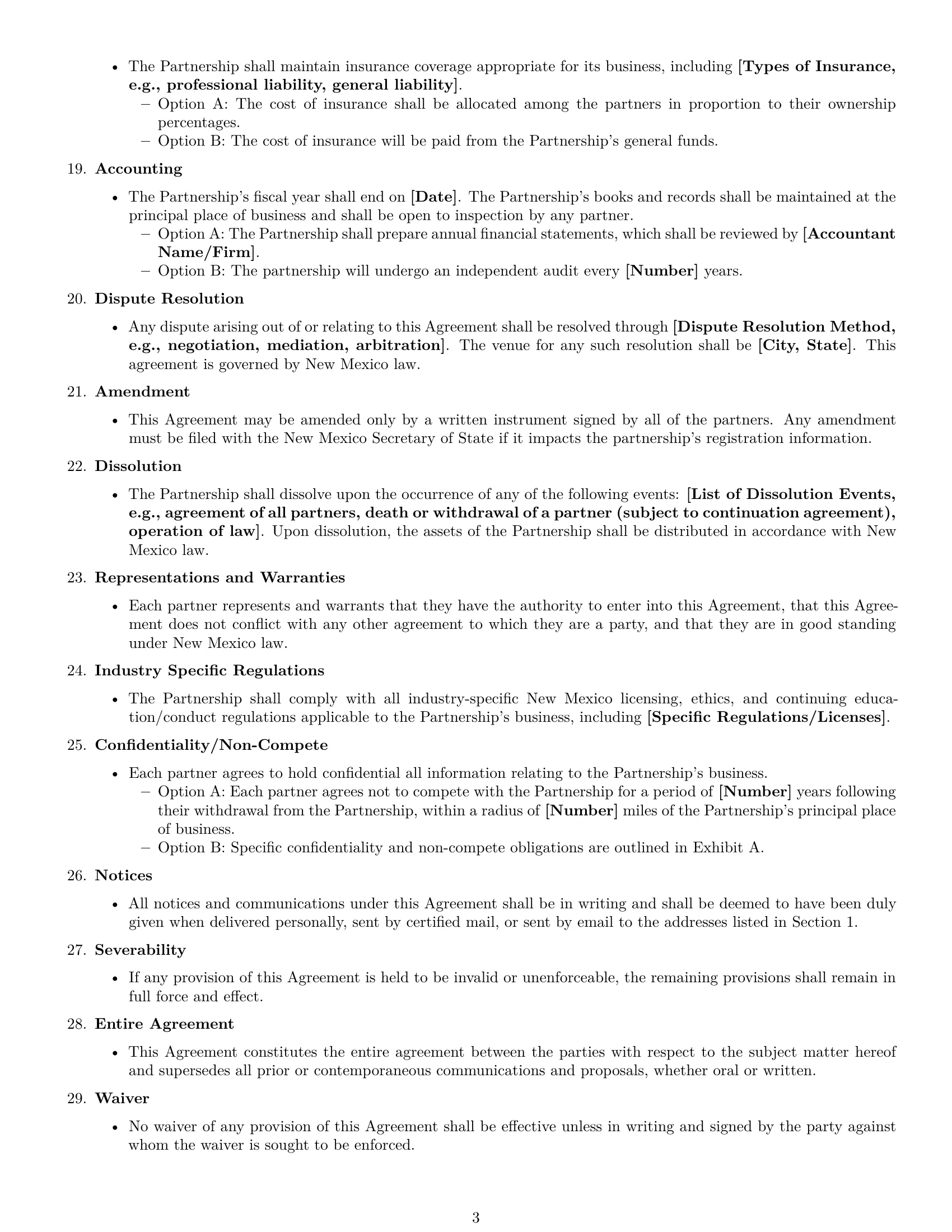 Preview page 3 of Free New Mexico limited liability partnership agreement template