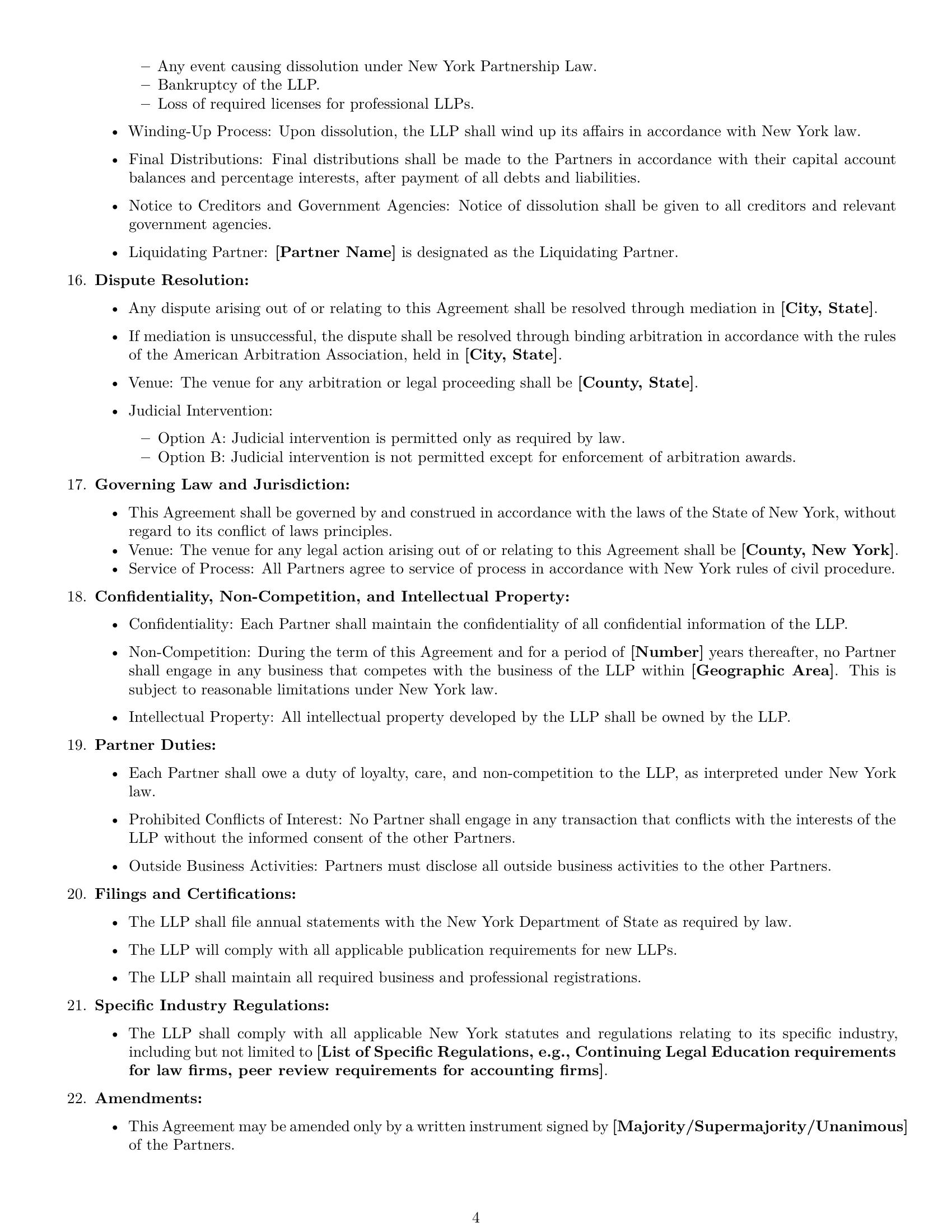 Preview page 4 of Free New York limited liability partnership agreement template