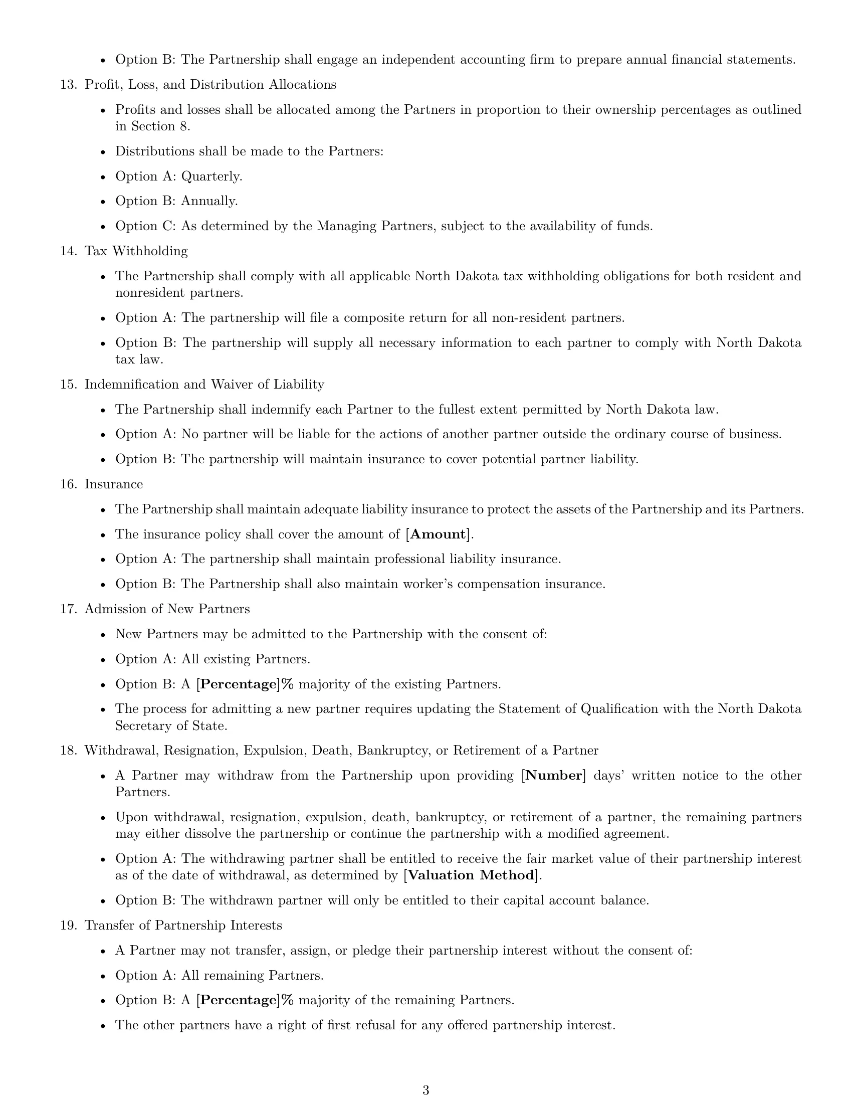 Preview page 3 of Free North Dakota limited liability partnership agreement template