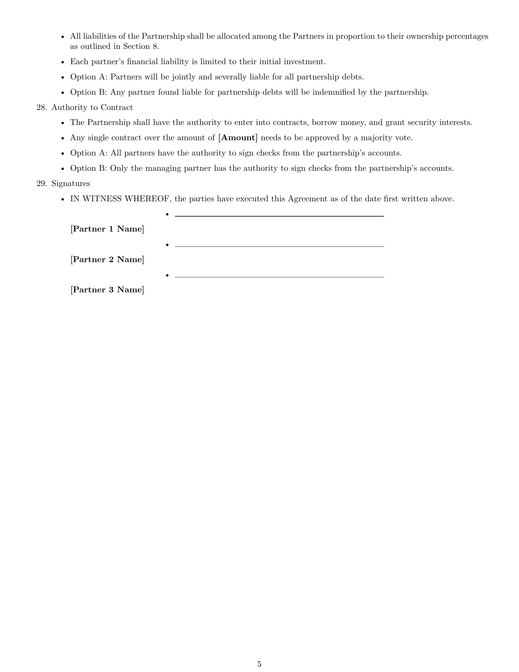 Preview page 5 of Free North Dakota limited liability partnership agreement template