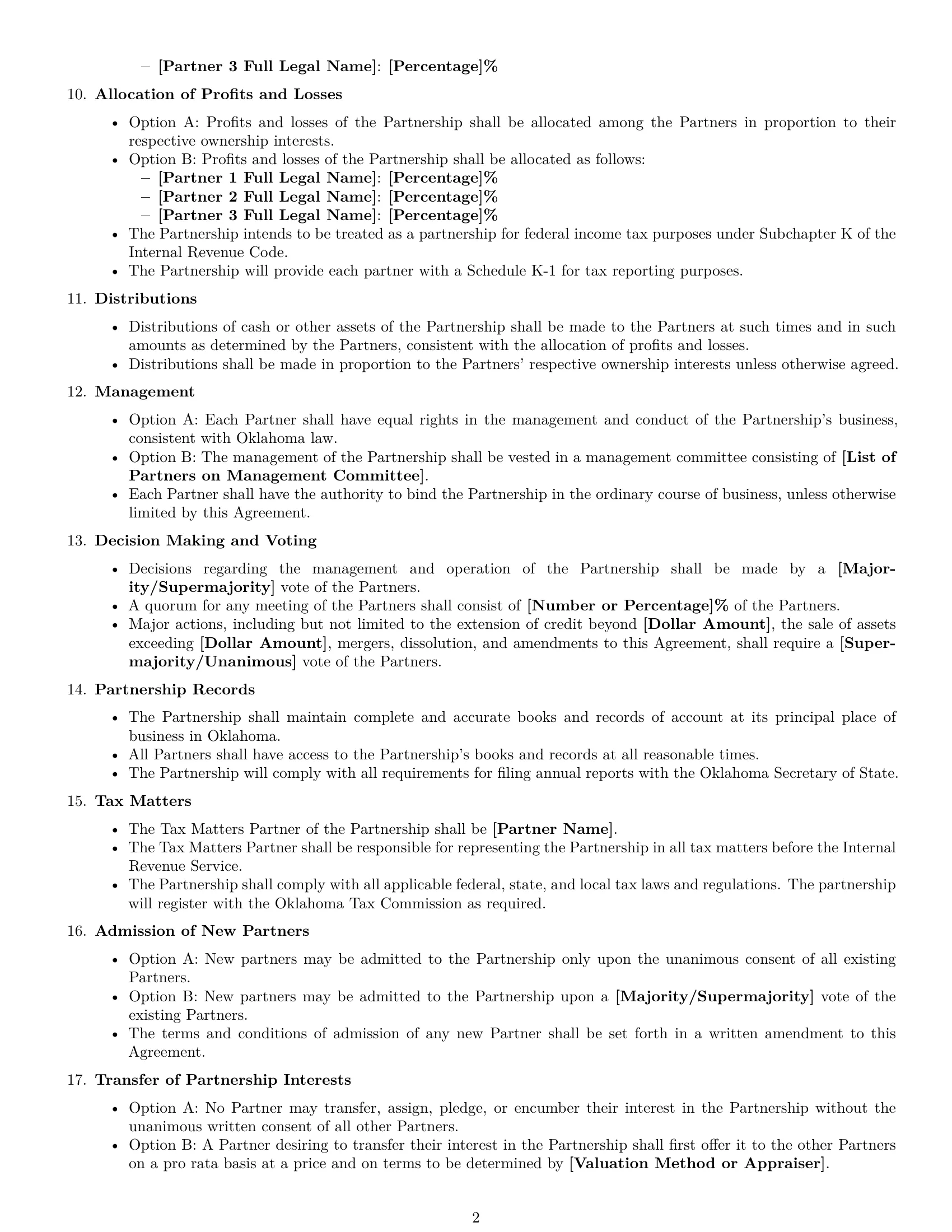 Preview page 2 of Free Oklahoma limited liability partnership agreement template