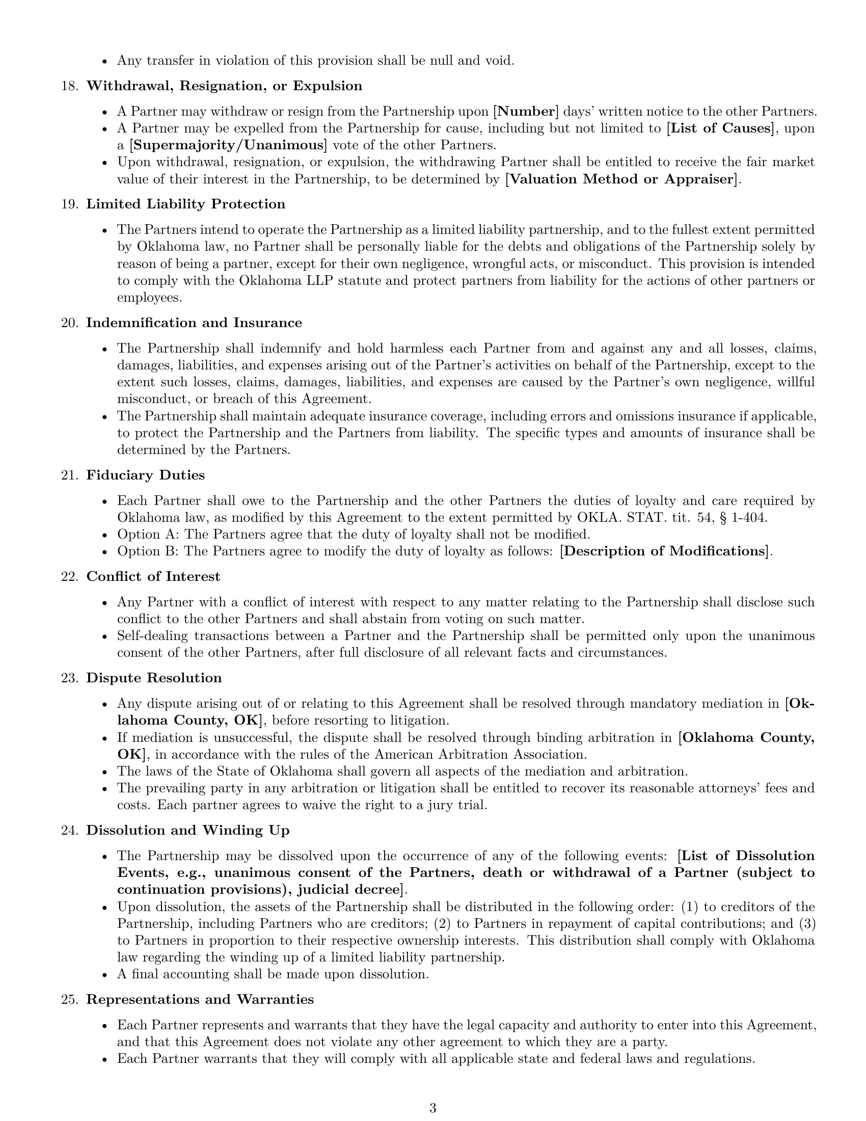 Preview page 3 of Free Oklahoma limited liability partnership agreement template