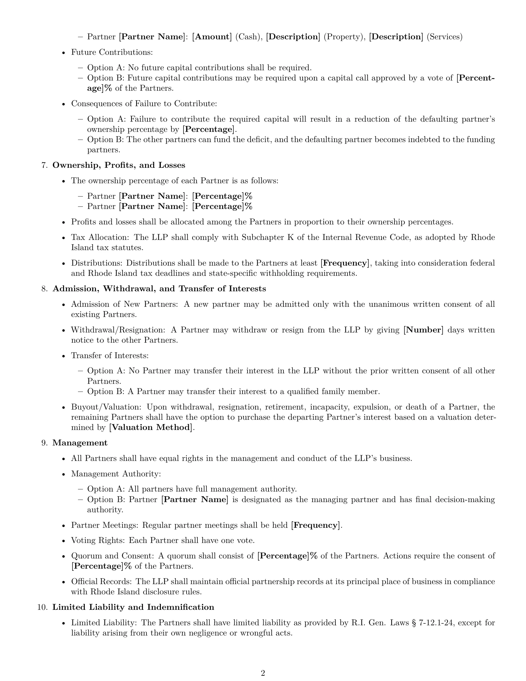 Preview page 2 of Free Rhode Island limited liability partnership agreement template