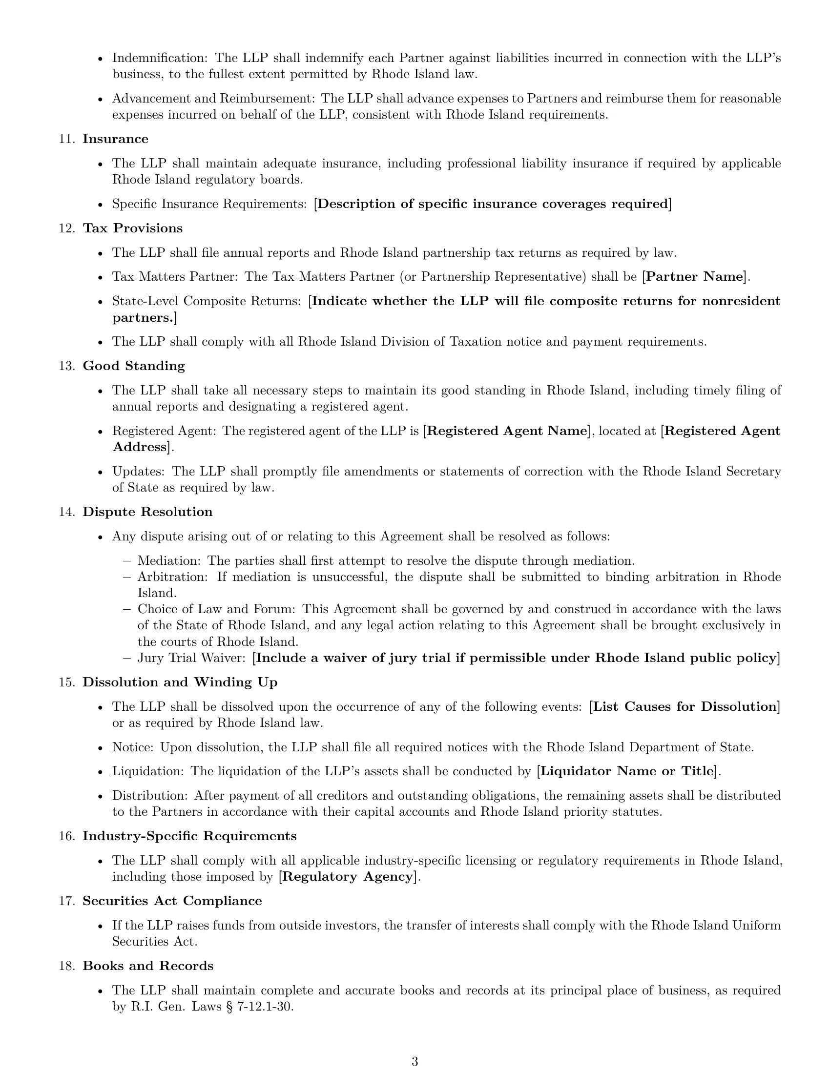 Preview page 3 of Free Rhode Island limited liability partnership agreement template