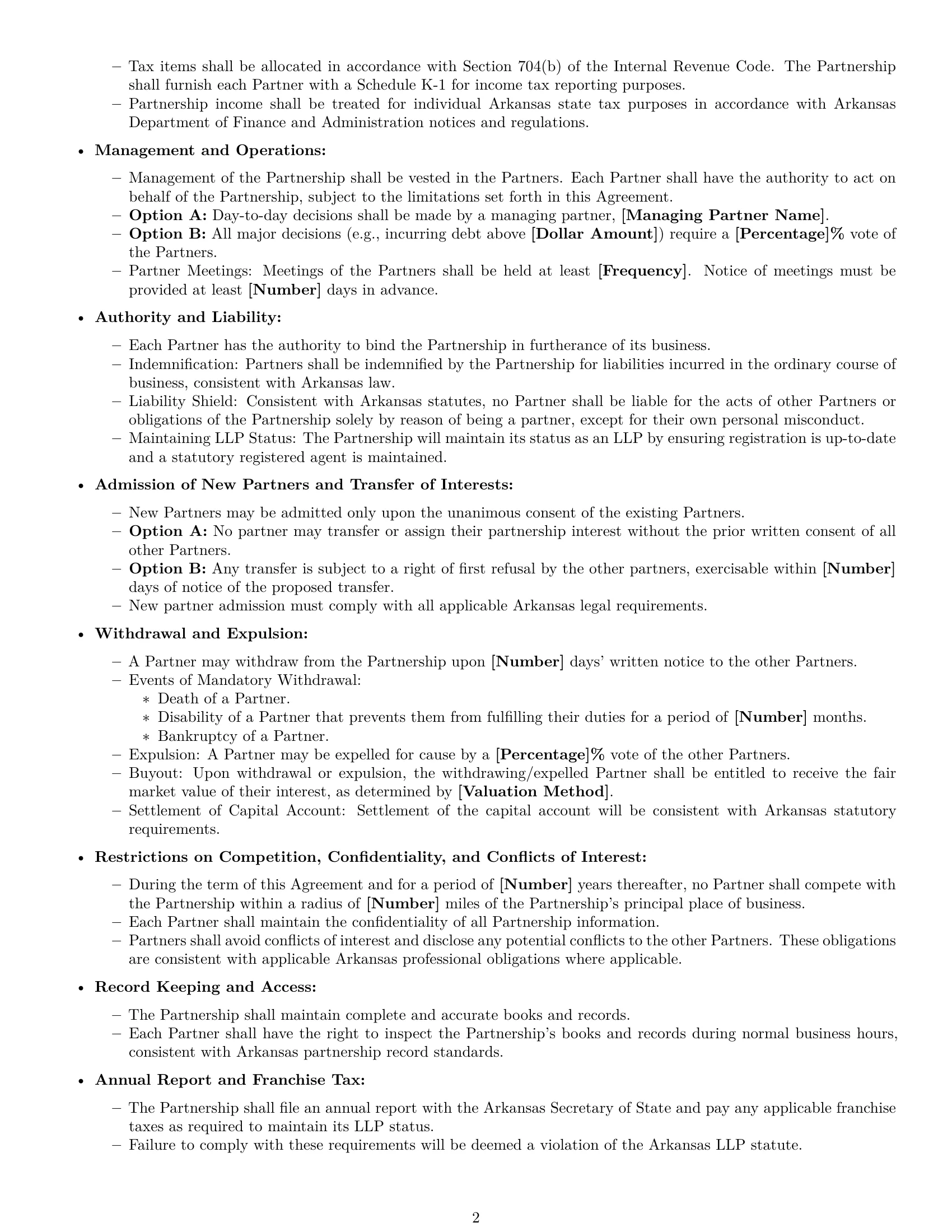 Preview page 2 of Free Arkansas limited liability partnership agreement template