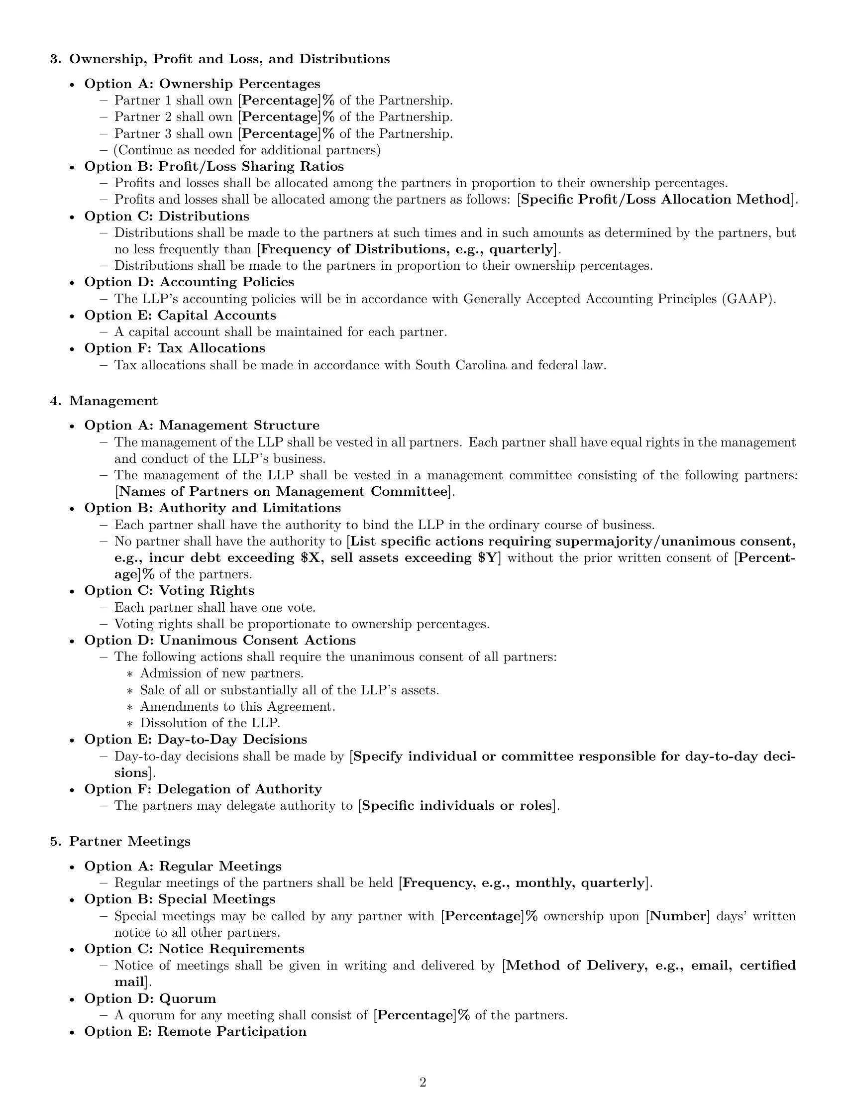 Preview page 2 of Free South Carolina limited liability partnership agreement template