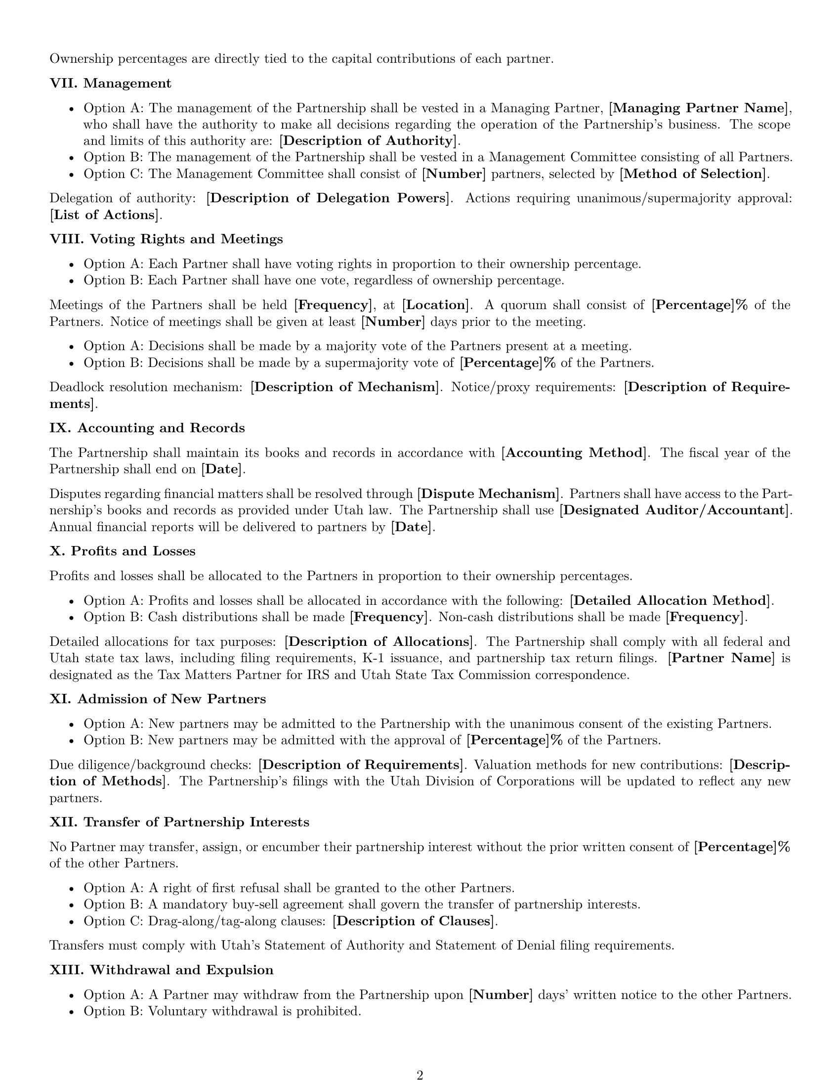 Preview page 2 of Free Utah limited liability partnership agreement template