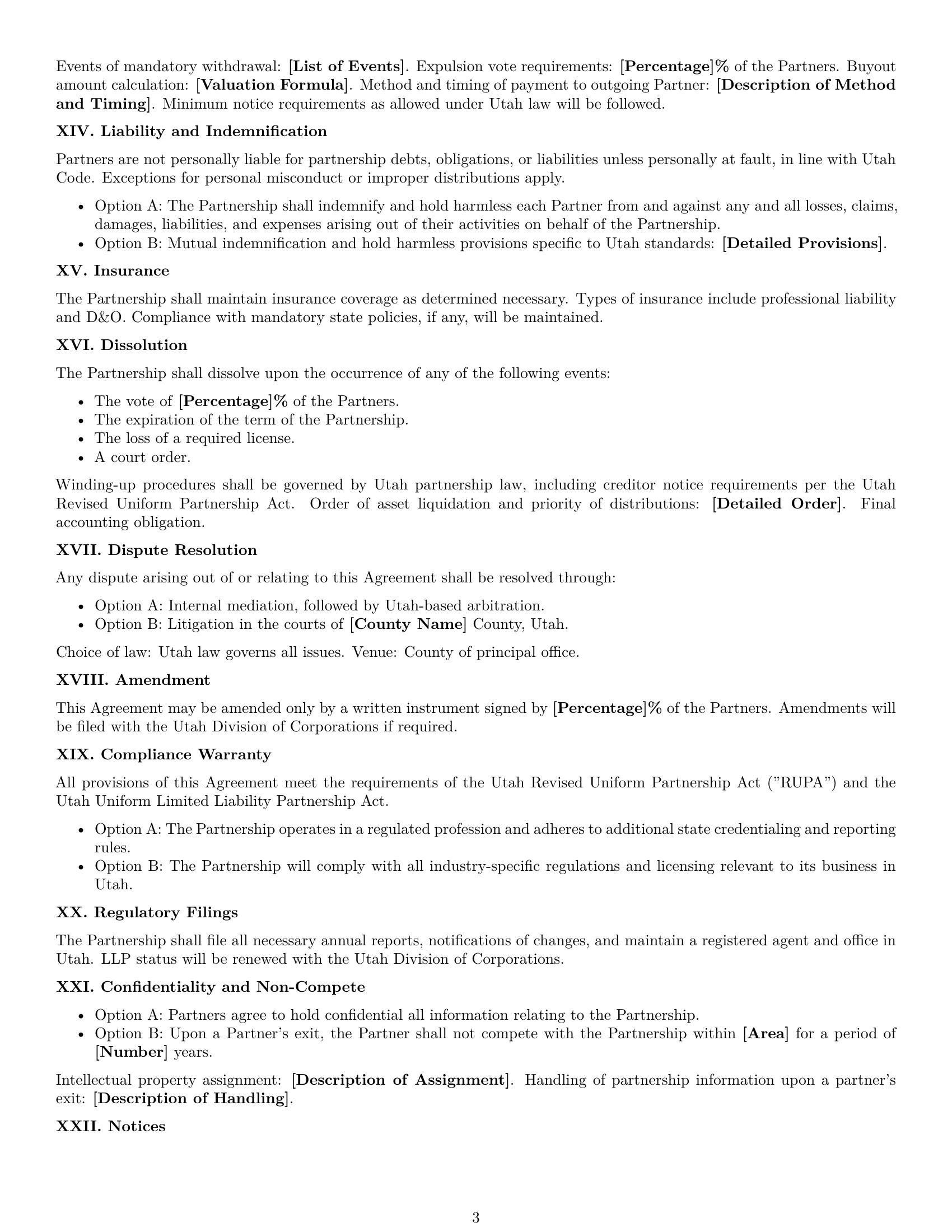 Preview page 3 of Free Utah limited liability partnership agreement template