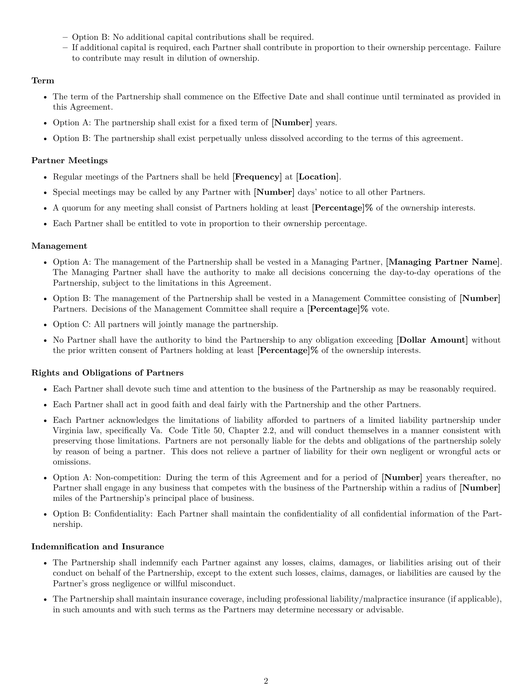 Preview page 2 of Free Virginia limited liability partnership agreement template