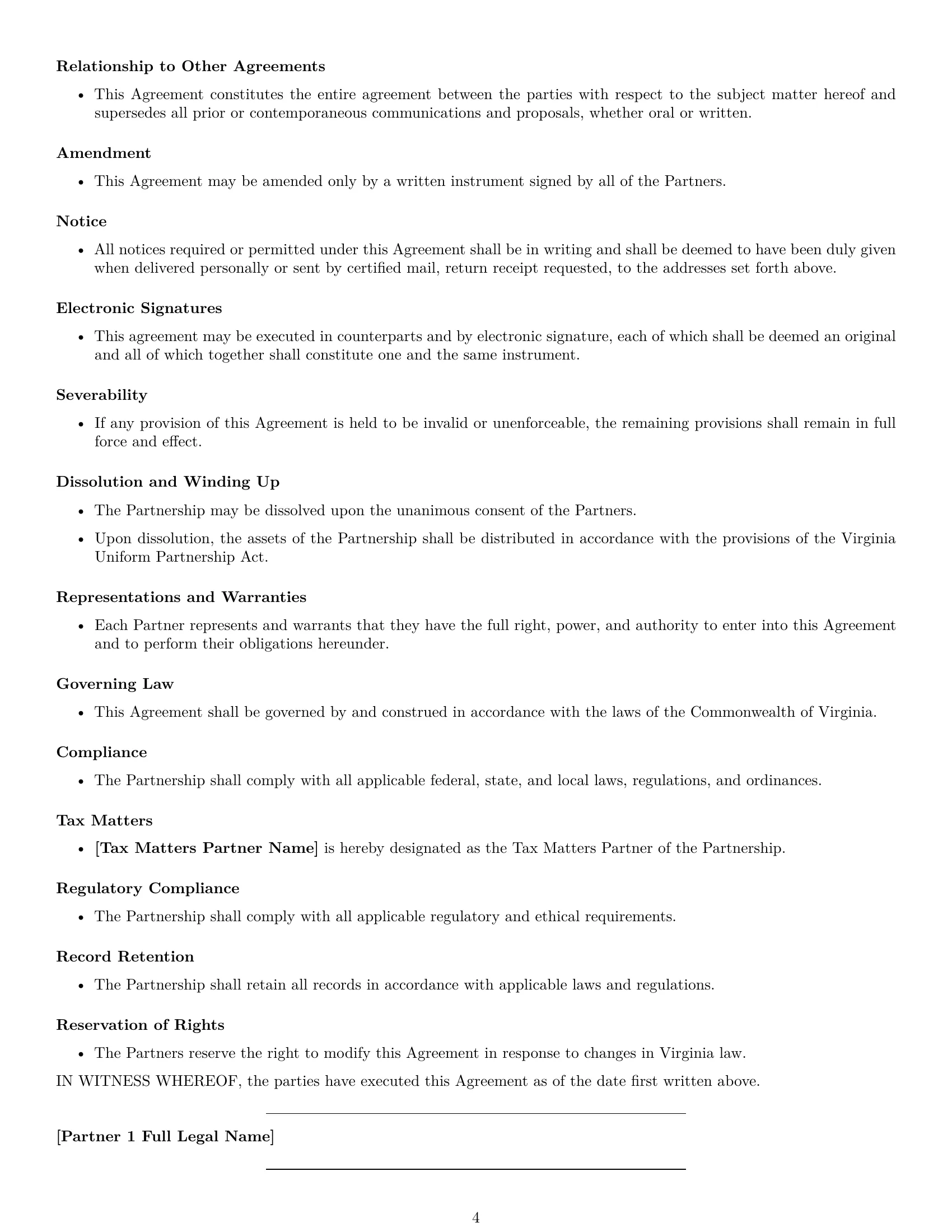 Preview page 4 of Free Virginia limited liability partnership agreement template