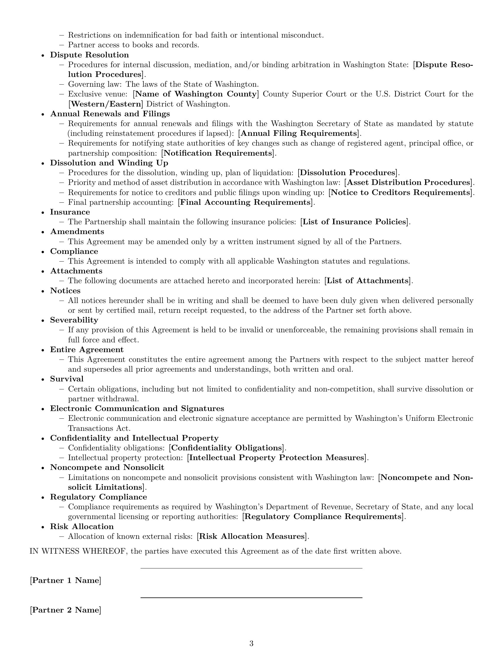 Preview page 3 of Free Washington limited liability partnership agreement template