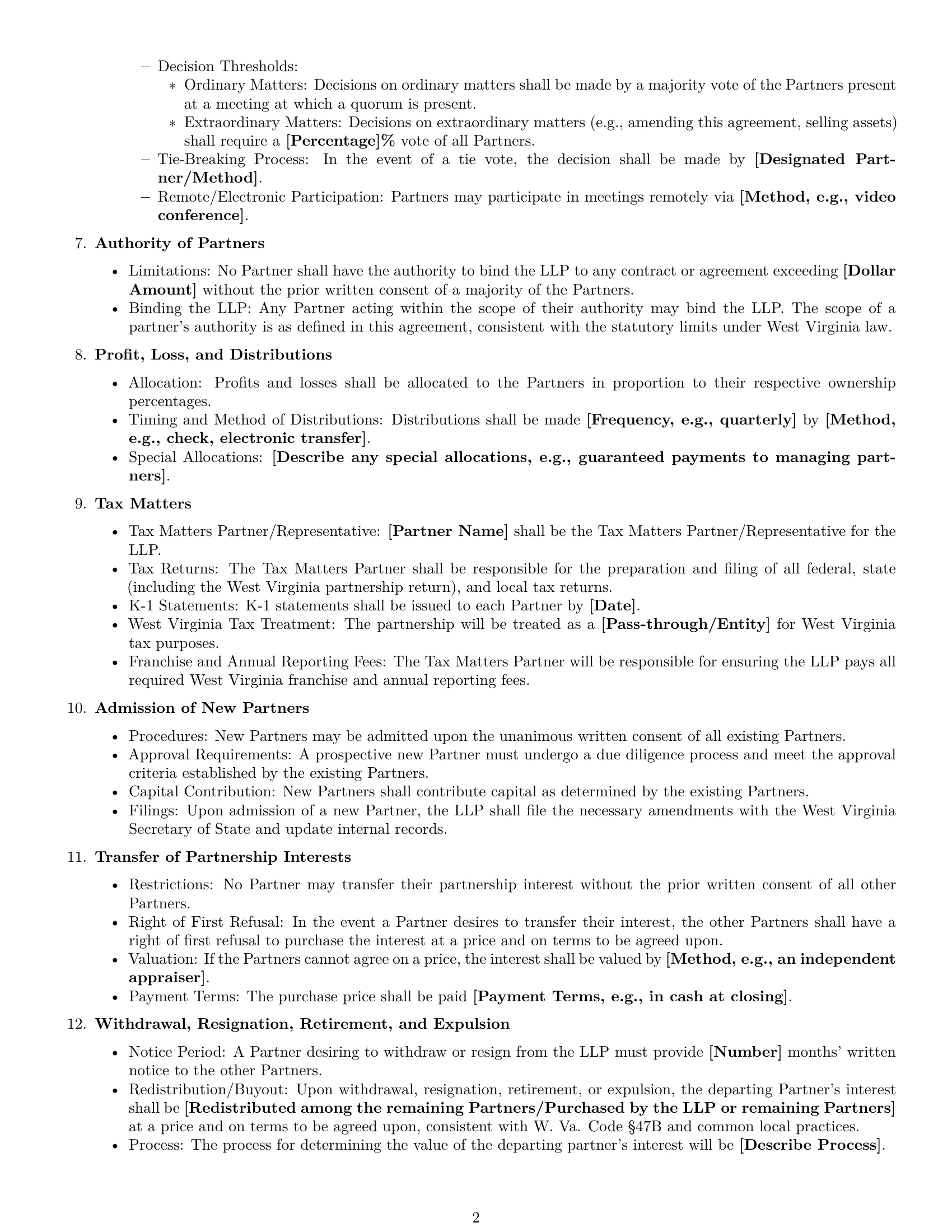 Preview page 2 of Free West Virginia limited liability partnership agreement template