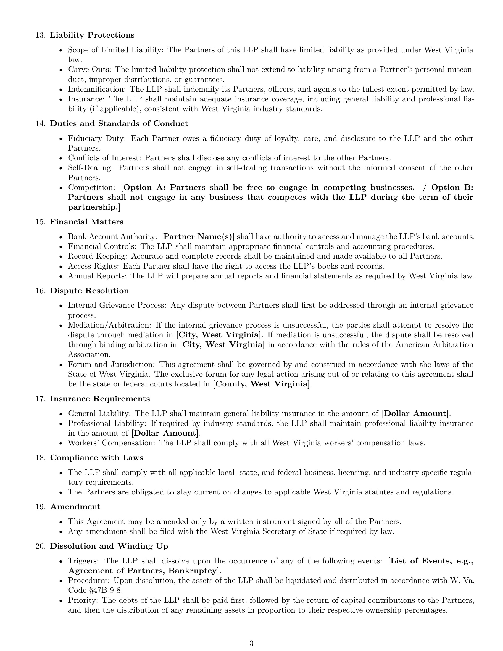Preview page 3 of Free West Virginia limited liability partnership agreement template