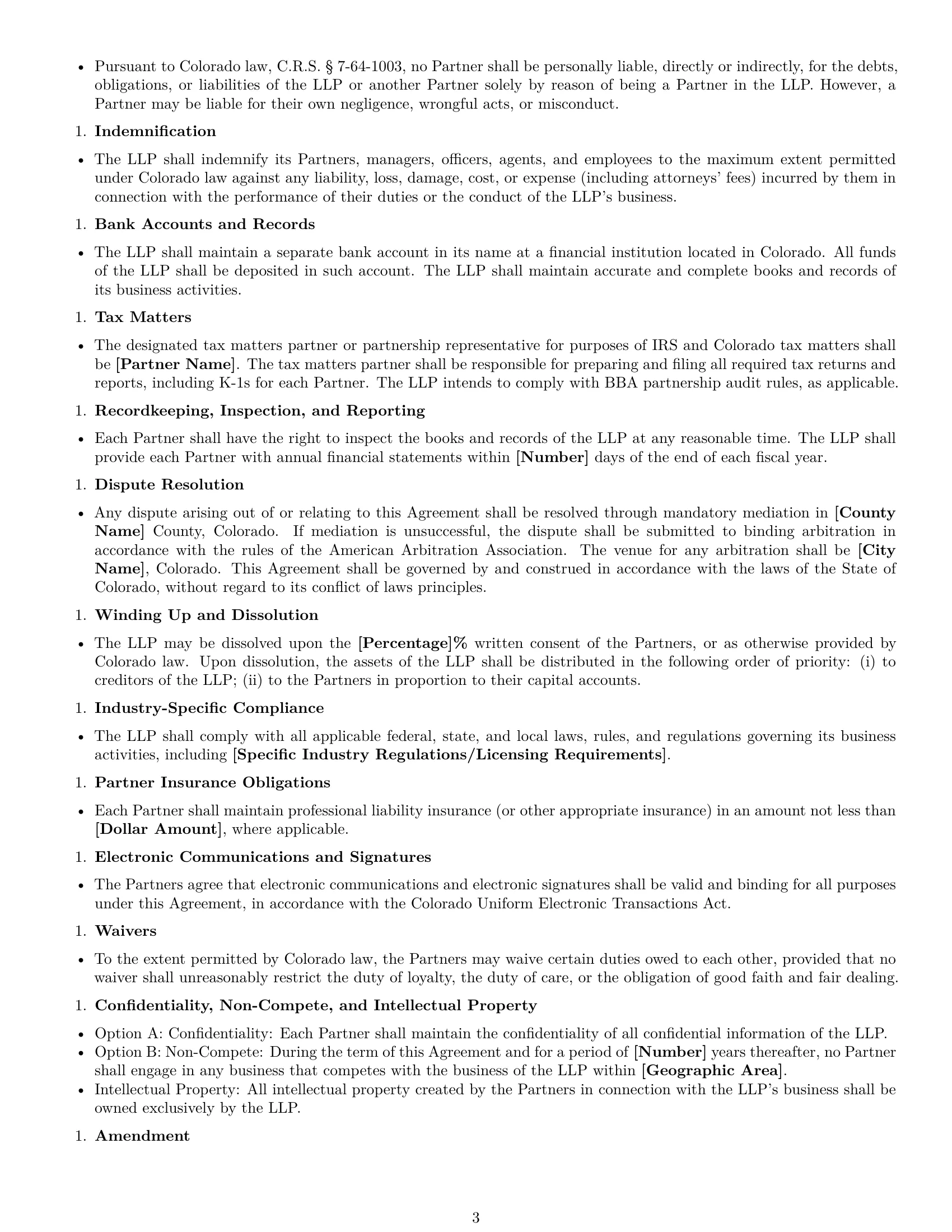 Preview page 3 of Free Colorado limited liability partnership agreement template
